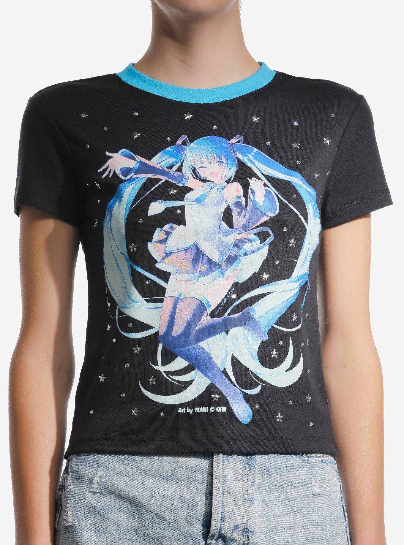 Hatsune Miku Star Rhinestone Girls Ringer Baby T-Shirt