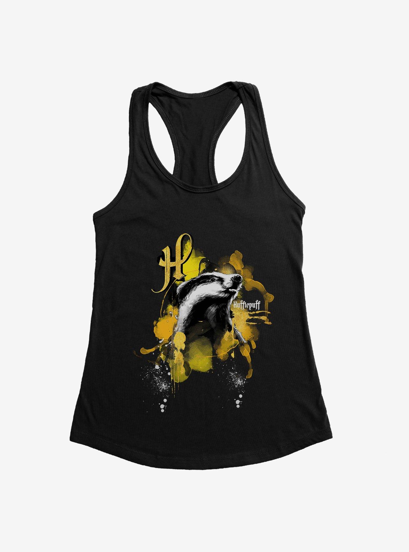 Harry Potter Hufflepuff Logo Womens Tank, BLACK, hi-res