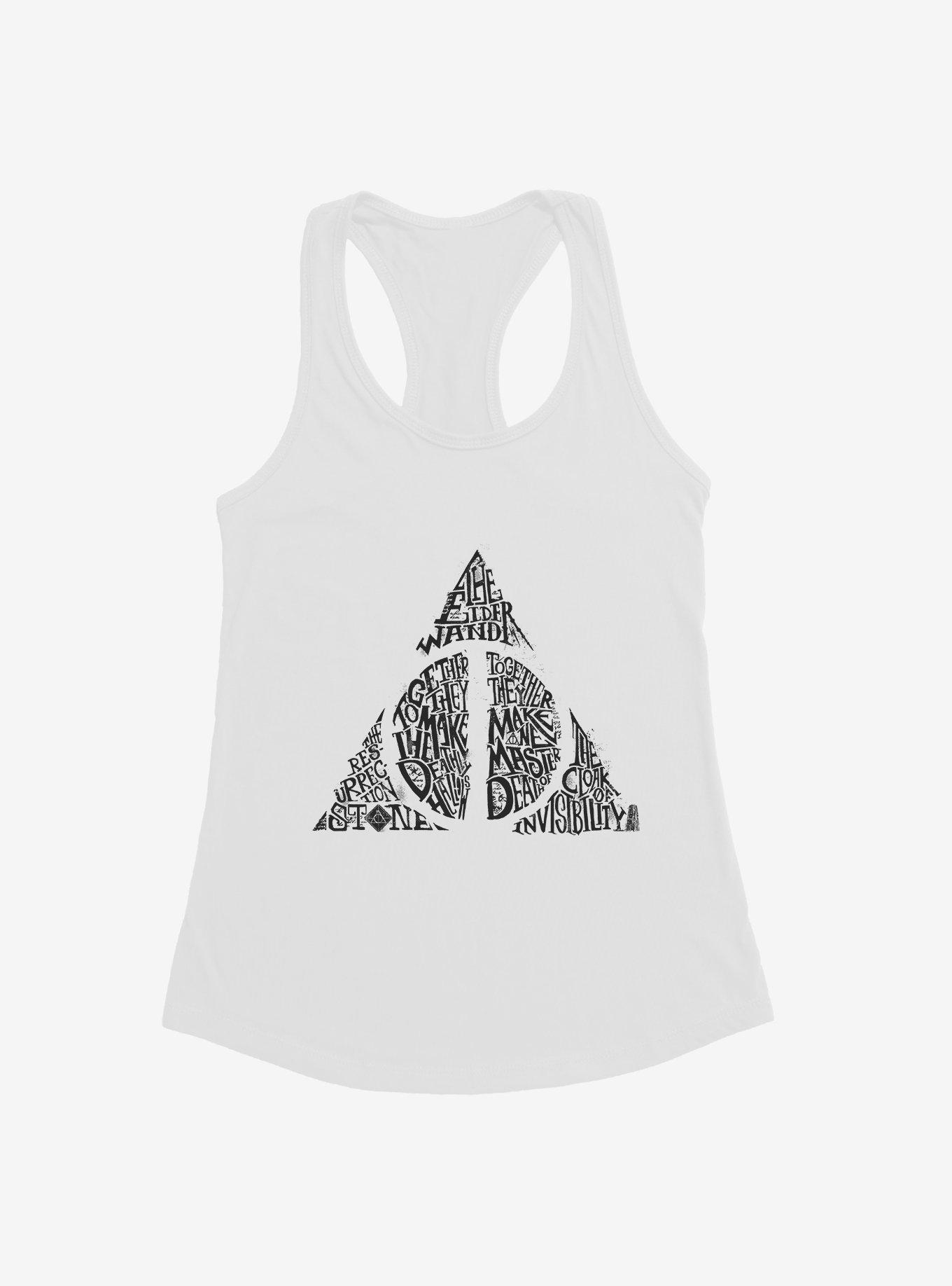 Harry Potter Deathly Hallows Script Womens Tank, WHITE, hi-res