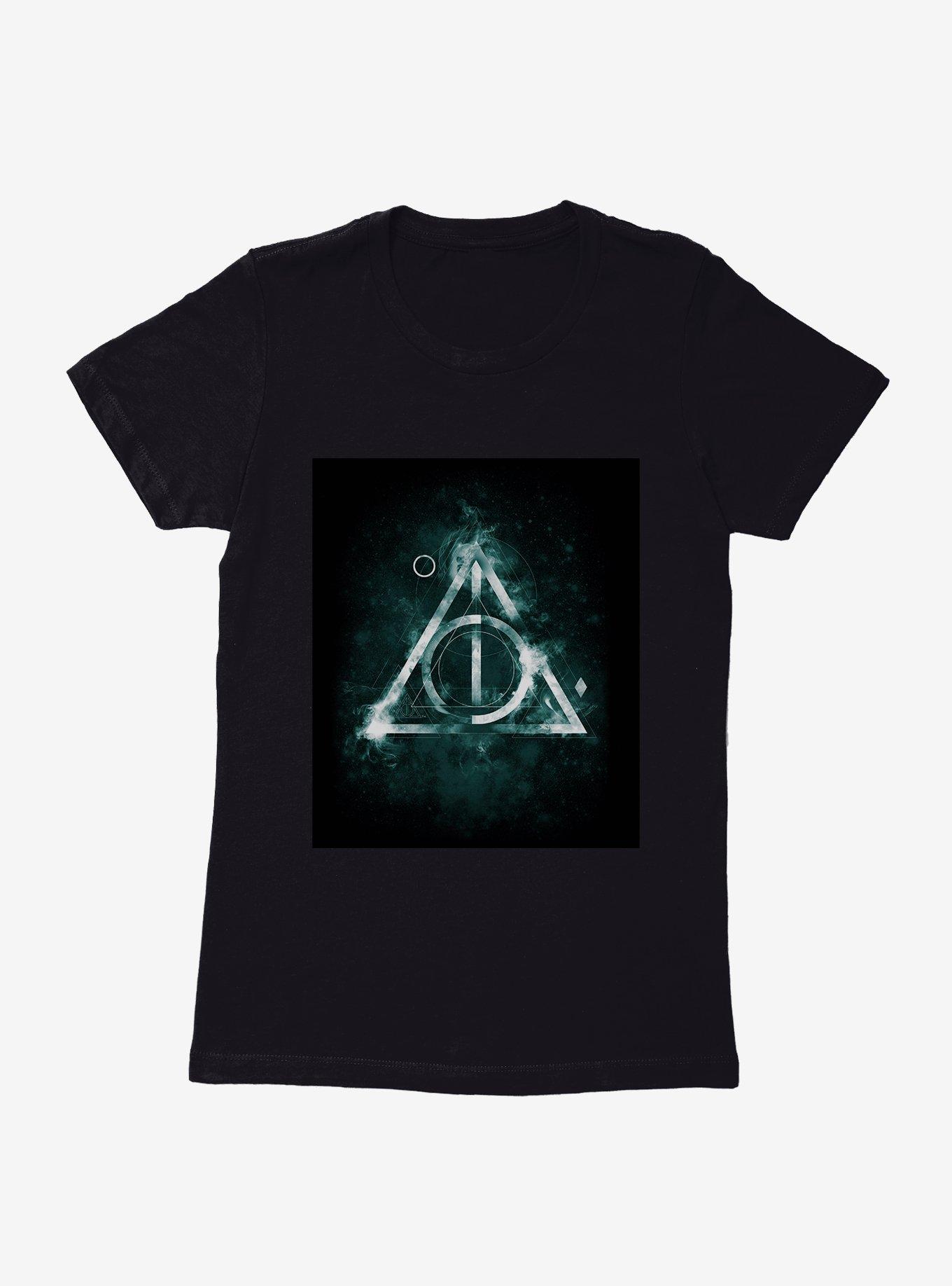 Harry Potter Deathly Hallows Glow Symbol Womens T-Shirt, BLACK, hi-res