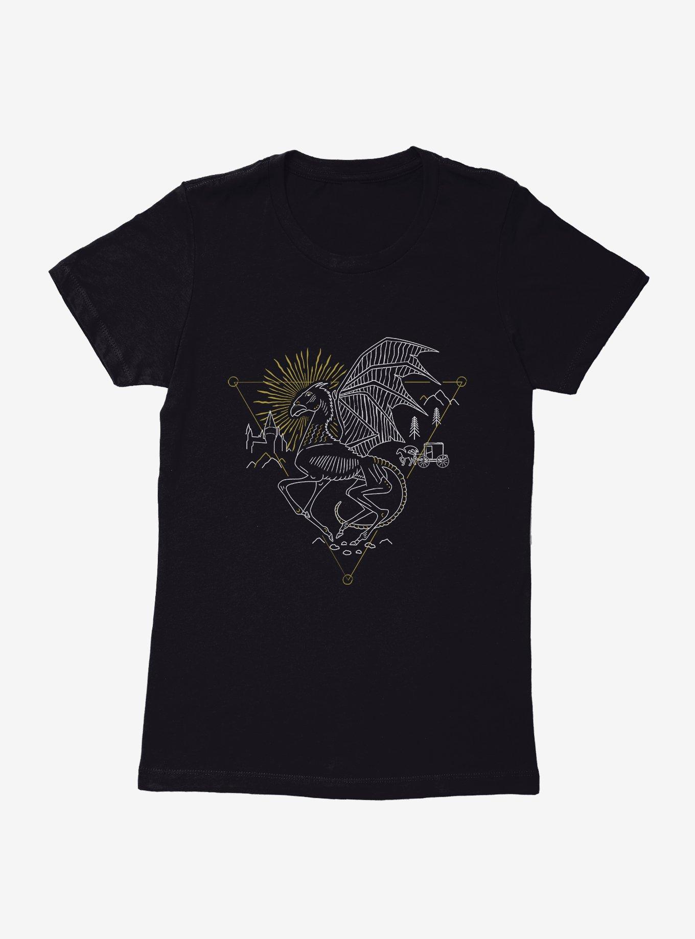 Harry Potter Thestral Outline Womens T-Shirt, BLACK, hi-res