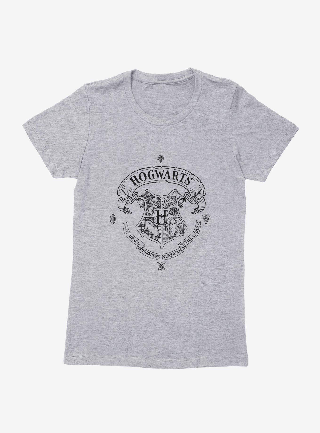 Harry Potter Hogwarts Shield Outline Womens T-Shirt, HEATHER GREY, hi-res