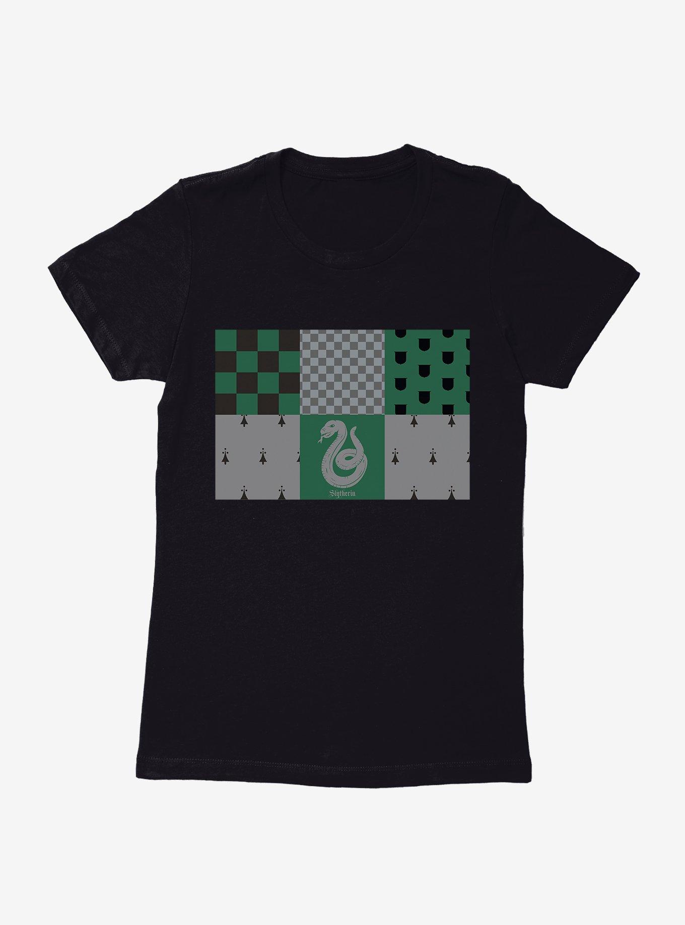 Harry Potter Slytherin Checkered Patterns Womens T-Shirt, BLACK, hi-res