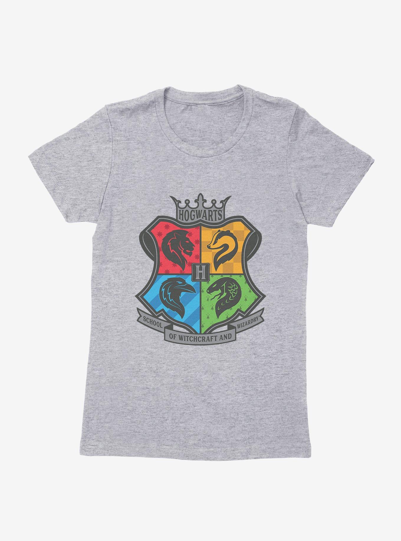 Harry Potter Hogwarts School Crest Womens T-Shirt, HEATHER GREY, hi-res