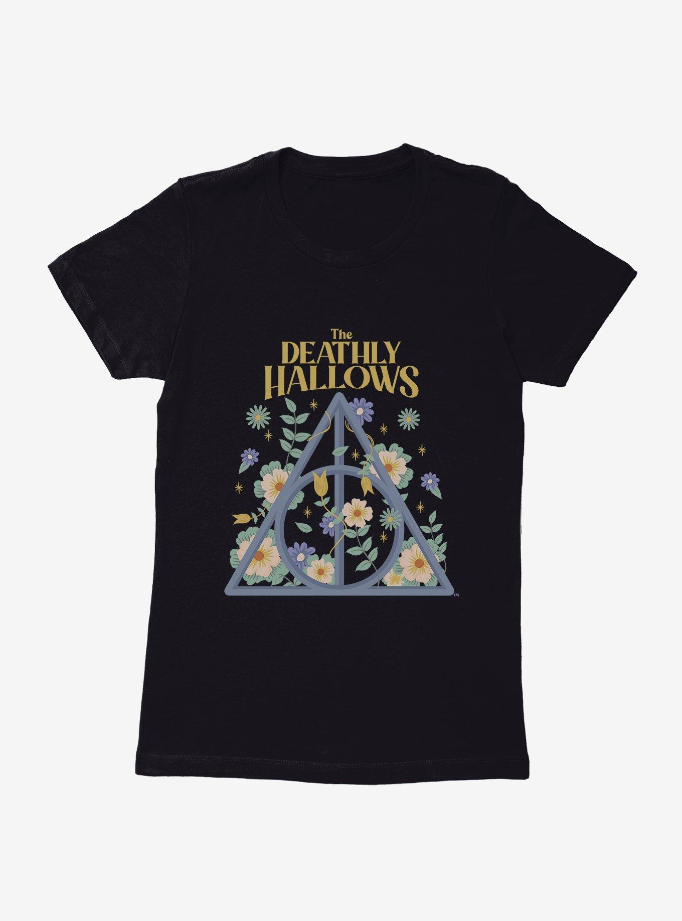 Harry Potter The Deathly Hallows Flowers Womens T-Shirt, BLACK, hi-res