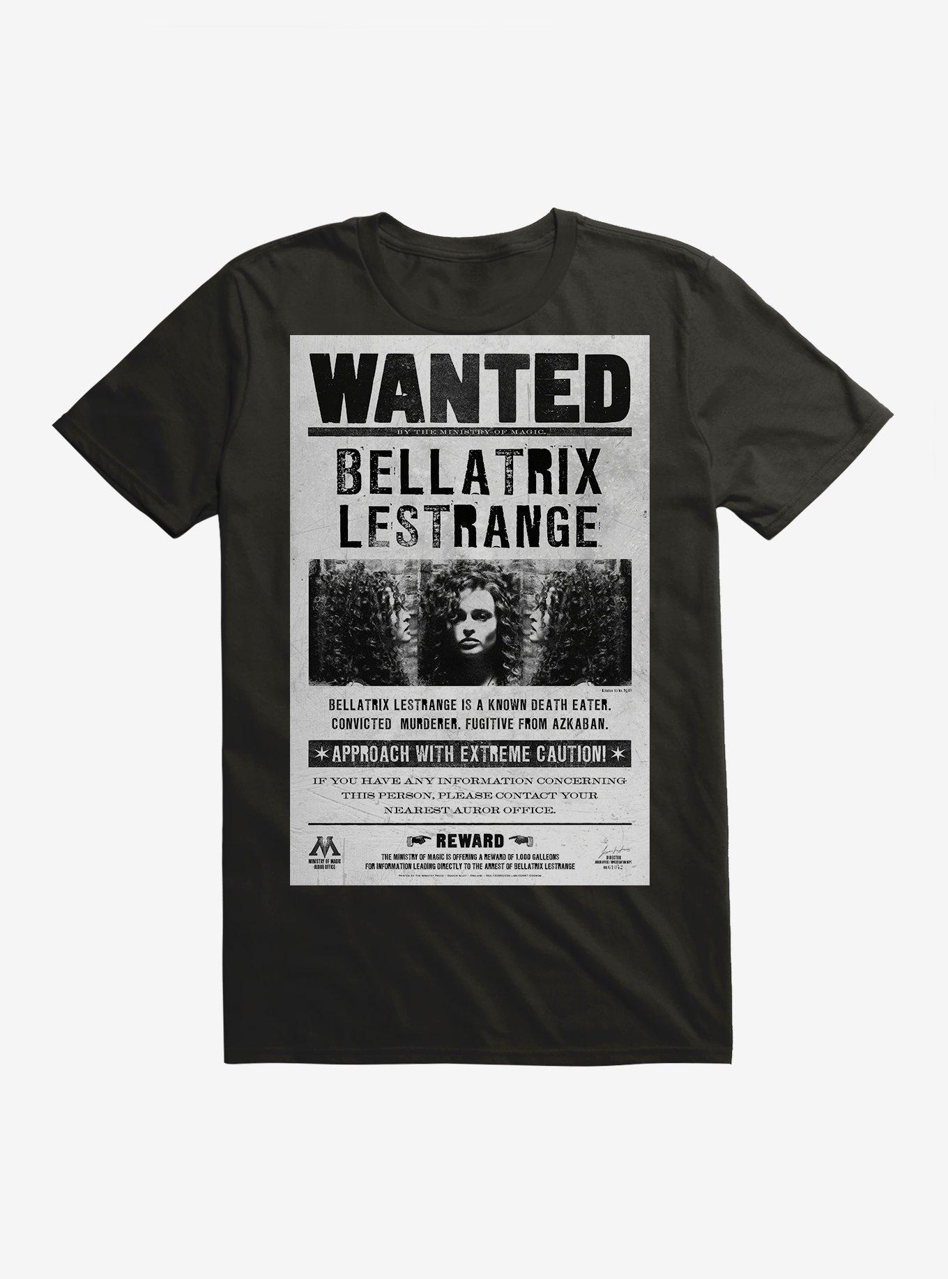 Harry Potter Bellatrix Lestrange Wanted Poster T-Shirt, BLACK, hi-res