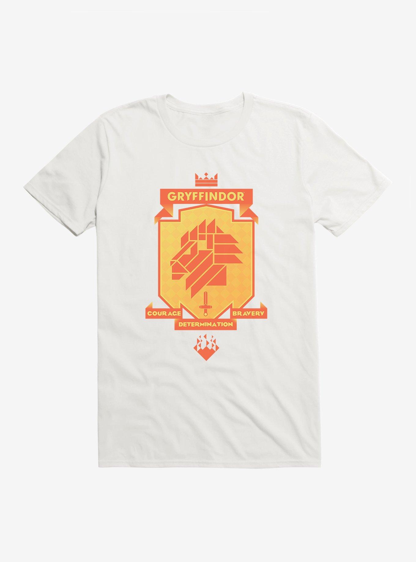 Harry Potter Gryffindor Gold Shield Pixel Logo T-Shirt, WHITE, hi-res