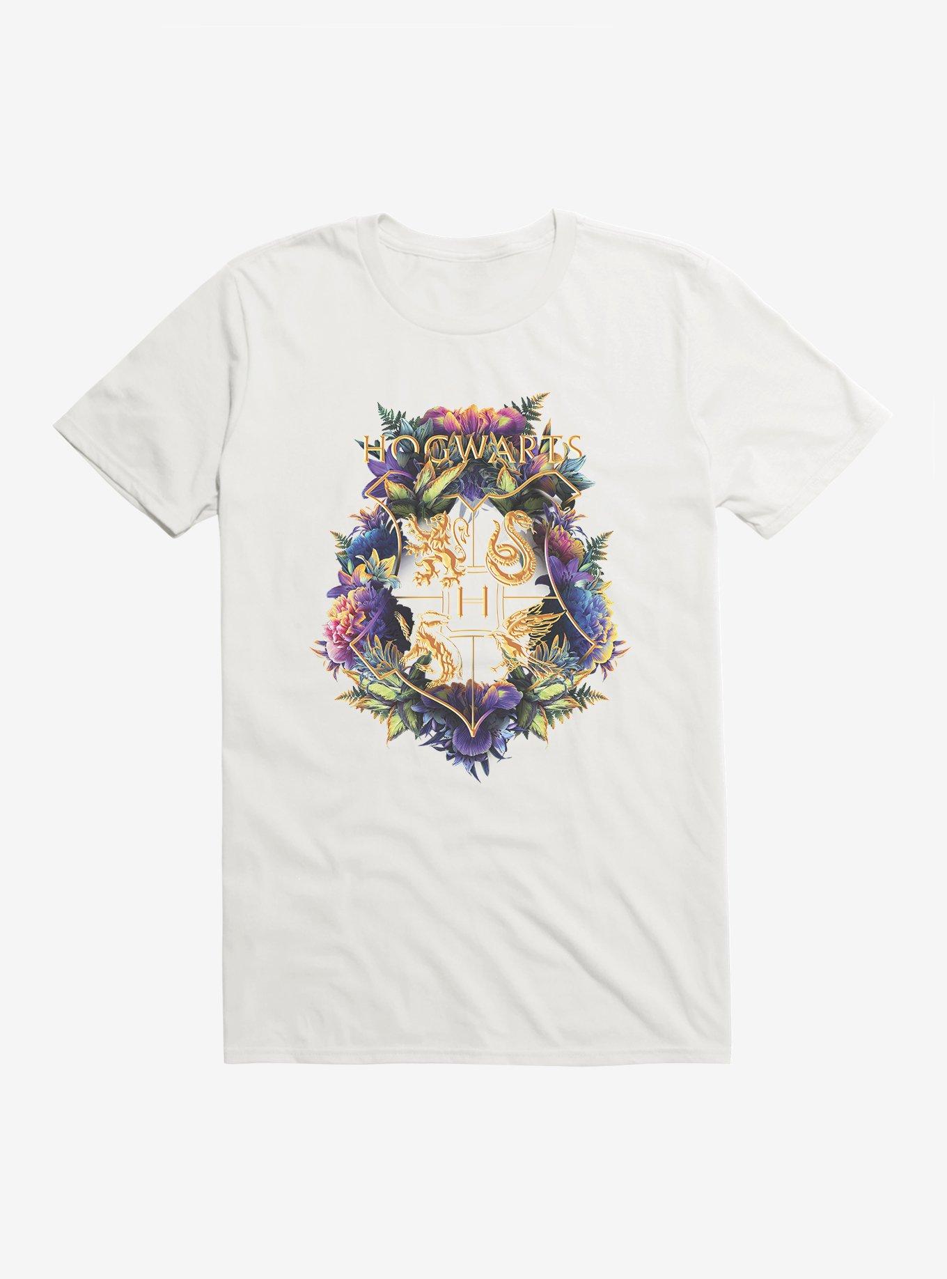 Harry Potter Hogwarts Floral Shield T-Shirt