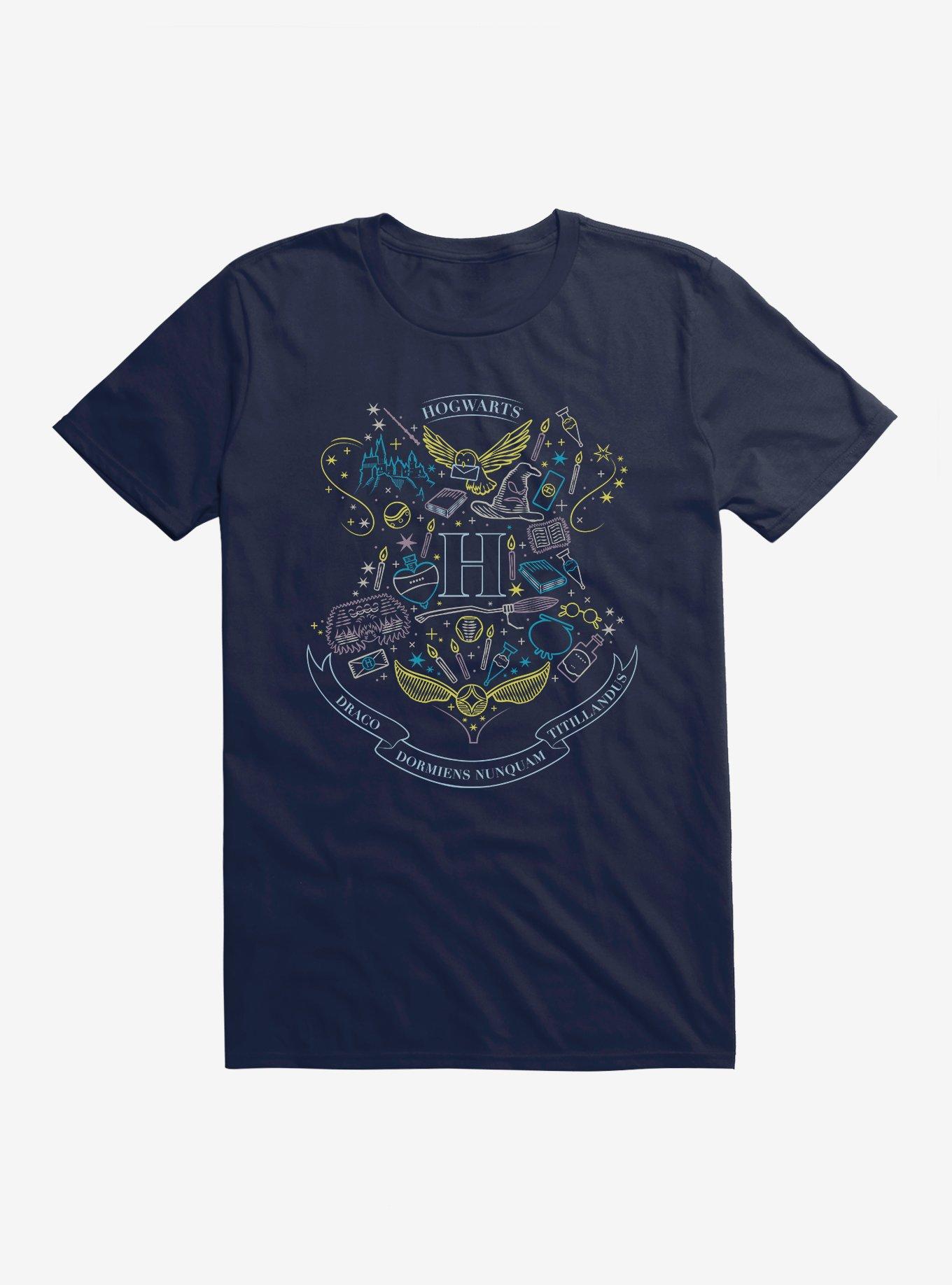 Harry Potter Hogwarts Sketched Shield T-Shirt, MIDNIGHT NAVY, hi-res