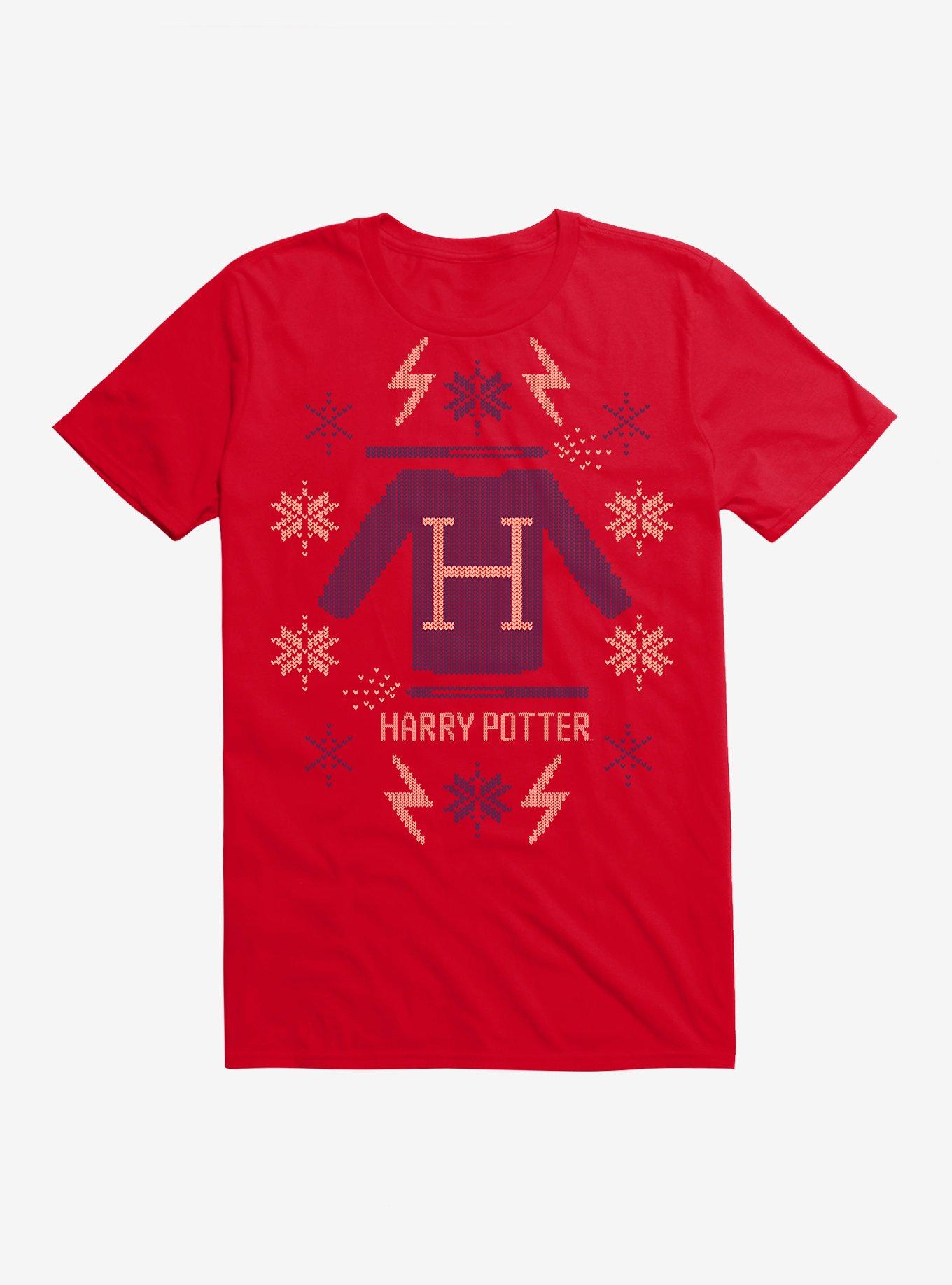 Harry Potter Christmas Sweater Design T-Shirt, RED, hi-res