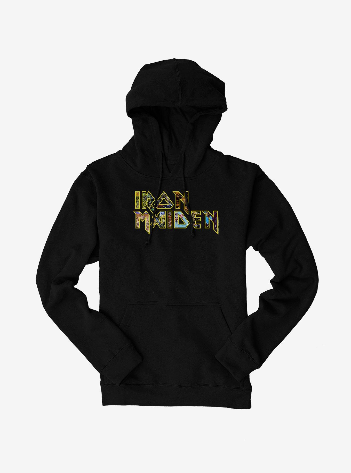 Iron Maiden Logo Collage Hoodie, , hi-res