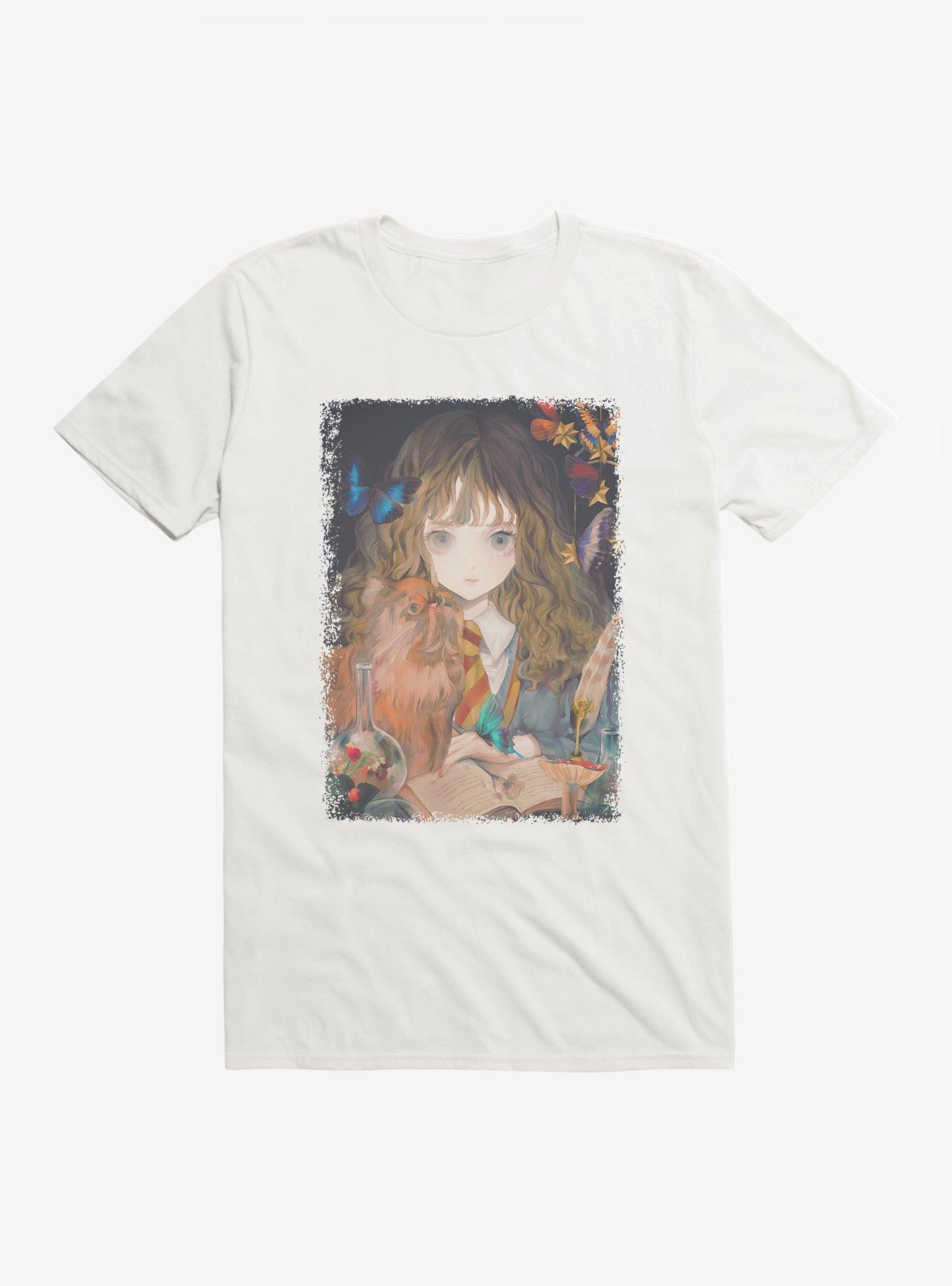 Harry Potter Hermione and Crookshanks Fantasy Style T-Shirt, WHITE, hi-res