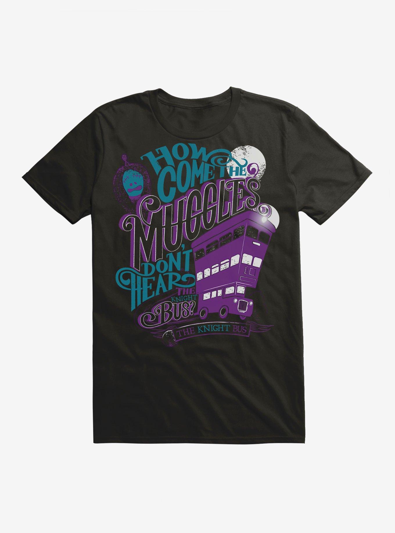 Harry Potter Muggles Don't Hear The Night Bus T-Shirt, BLACK, hi-res