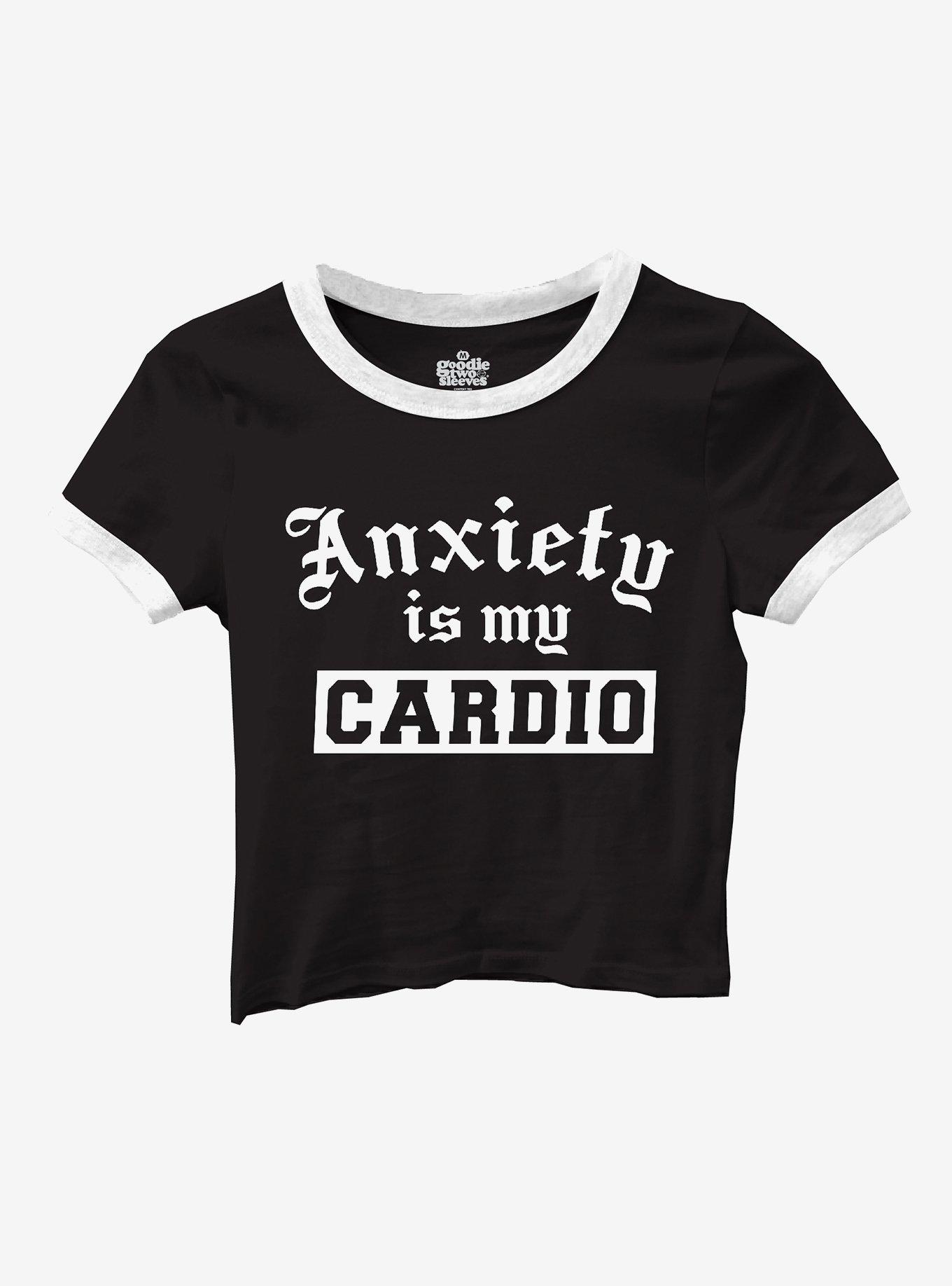 Anxiety Is My Cardio Girls Ringer Baby T-Shirt By Goodie Two Sleeves, , hi-res