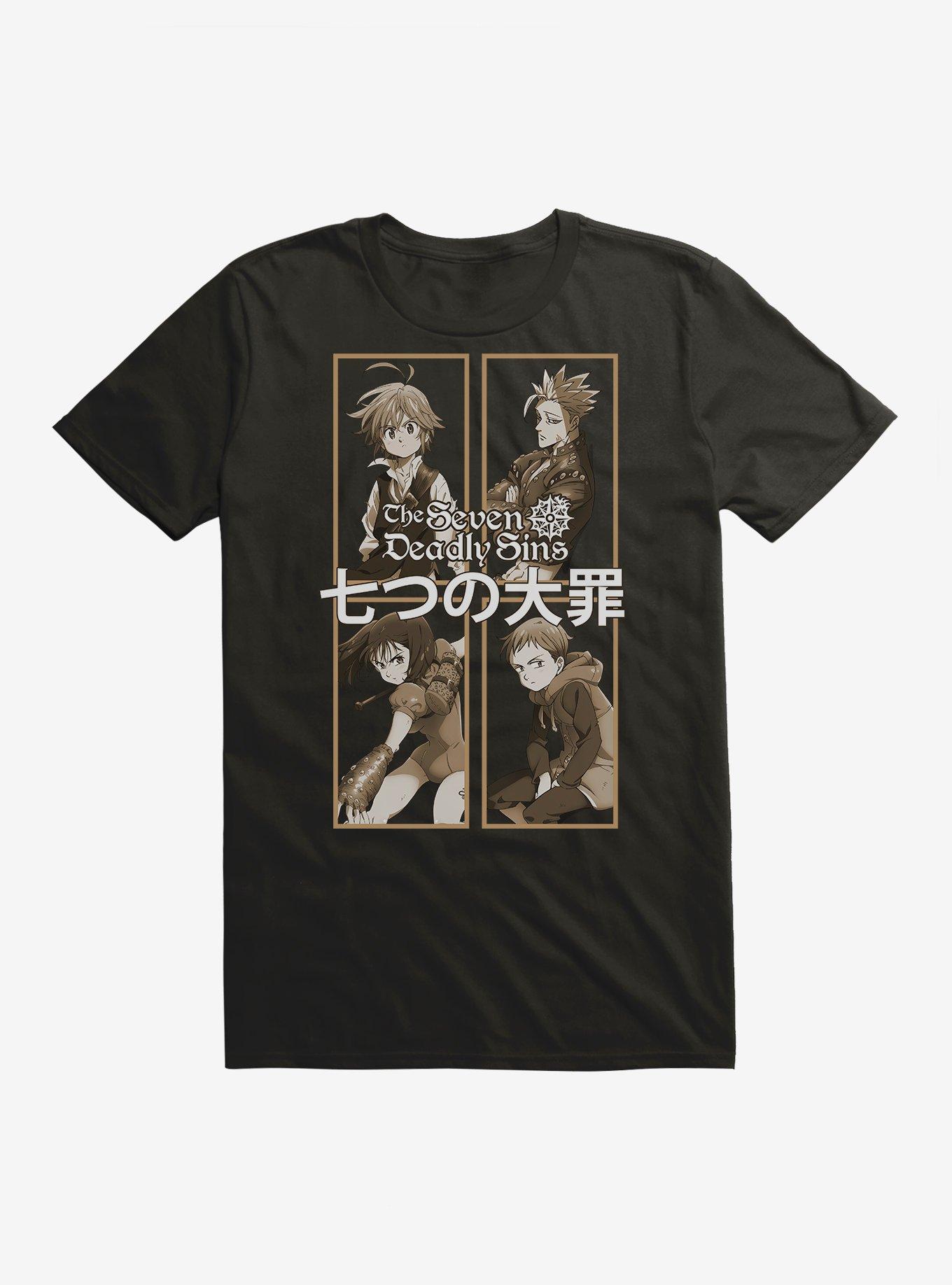 The Seven Deadly Sins Meliodas, Ban, Diane and King T-Shirt, BLACK, hi-res