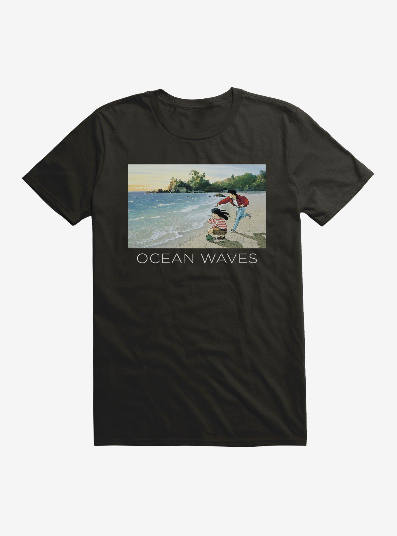 Studio Ghibli Ocean Waves T-Shirt, BLACK, hi-res