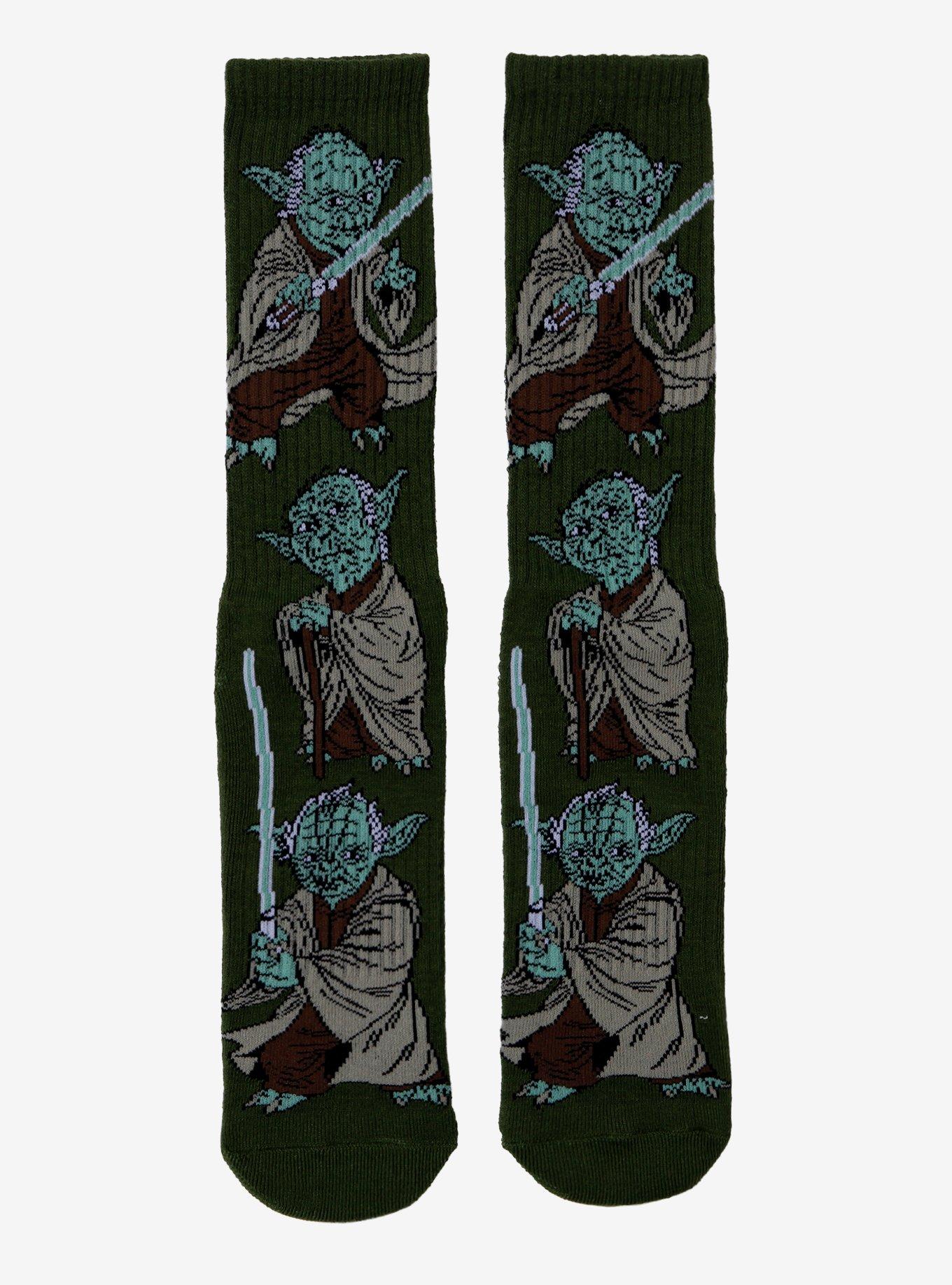 Star Wars Yoda Allover Print Crew Socks - BoxLunch Exclusive, , hi-res