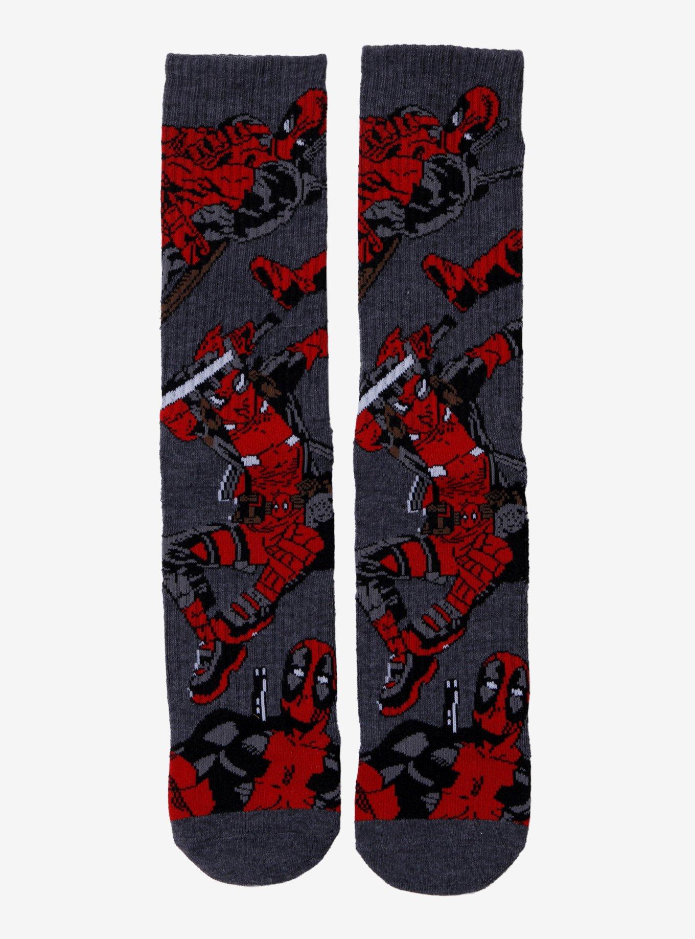 Marvel Deadpool Allover Print Crew Socks - BoxLunch Exclusive, , hi-res