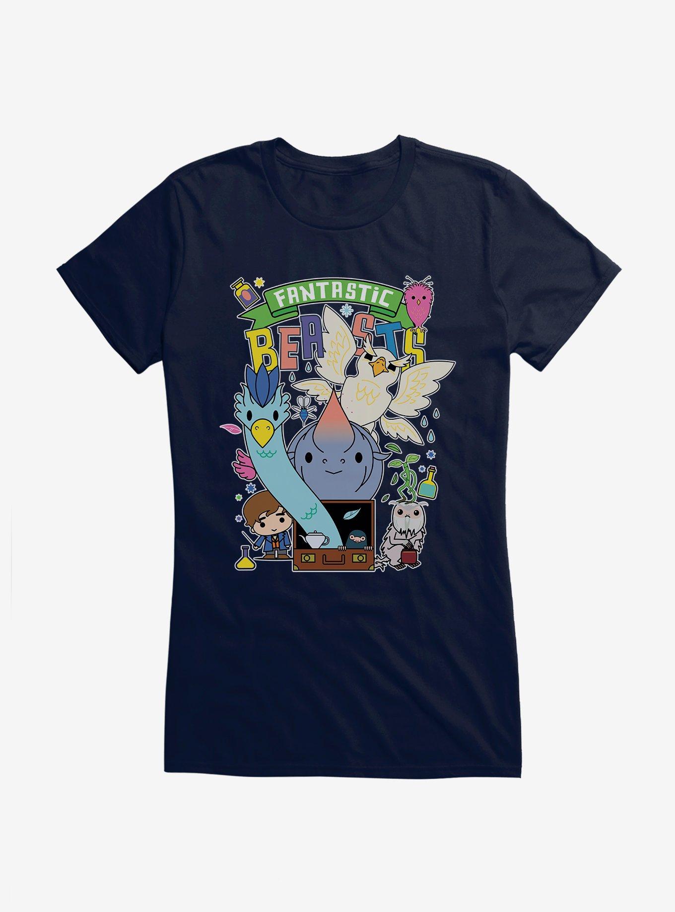Fantastic Beasts Animal Friends Girls T-Shirt, NAVY, hi-res