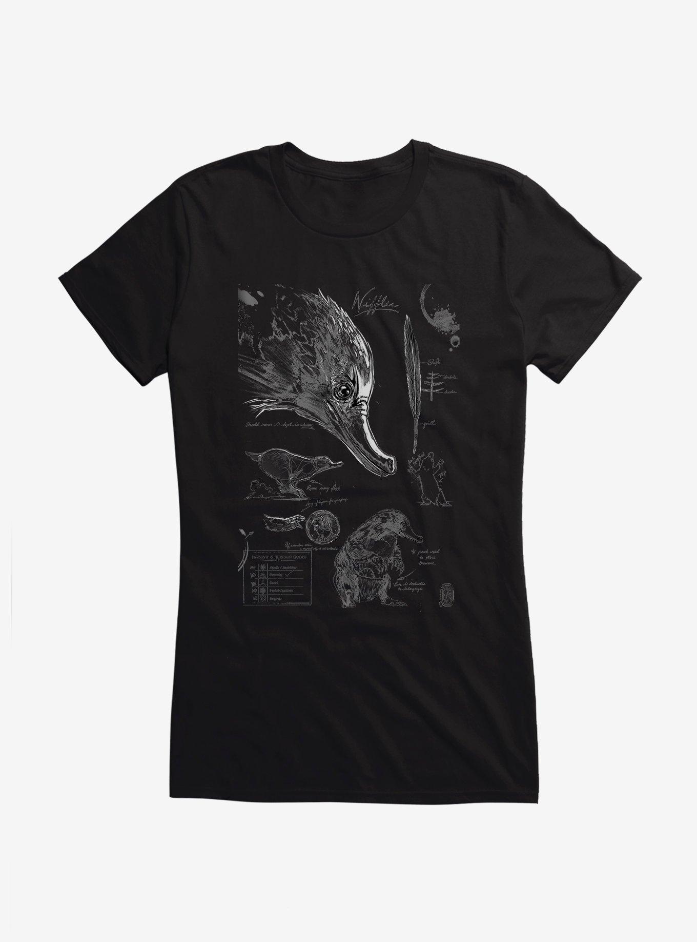 Fantastic Beasts Niffler Sketches Girls T-Shirt, BLACK, hi-res