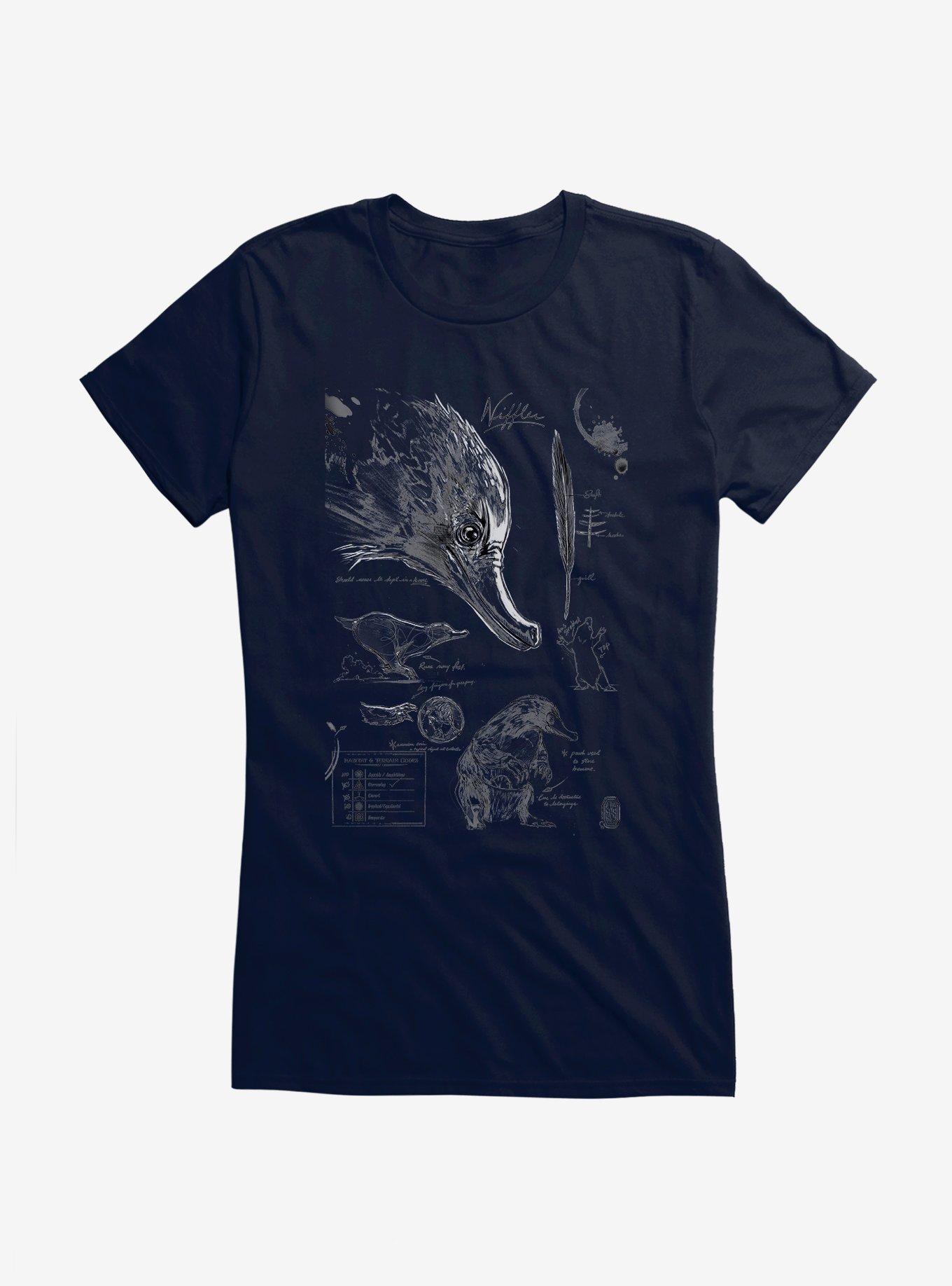 Fantastic Beasts Niffler Sketches Girls T-Shirt, NAVY, hi-res