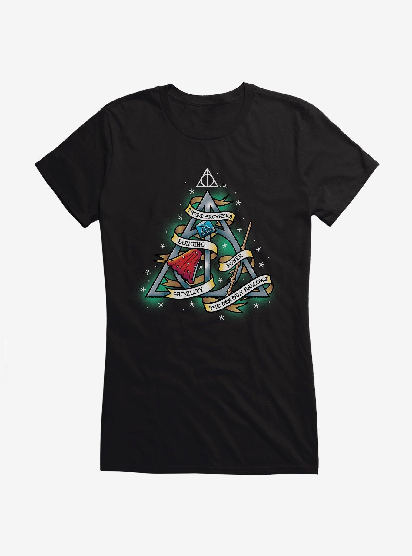 Harry Potter Deathly Hallows Tattoo Graphic Girls T-Shirt, , hi-res