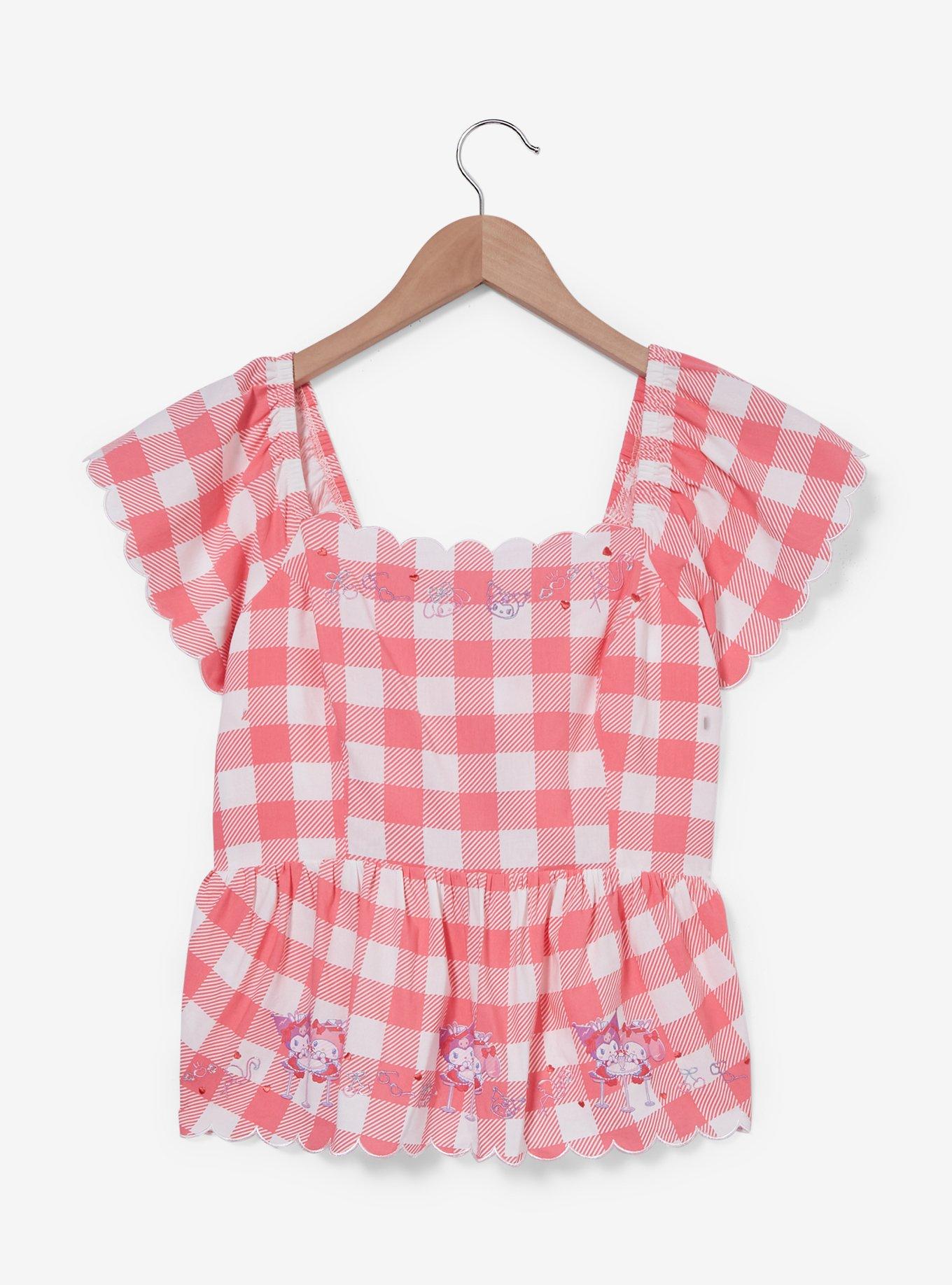 Sanrio My Melody & Kuromi Diner Checkered Tie-Back Women's Blouse - BoxLunch Exclusive, , hi-res