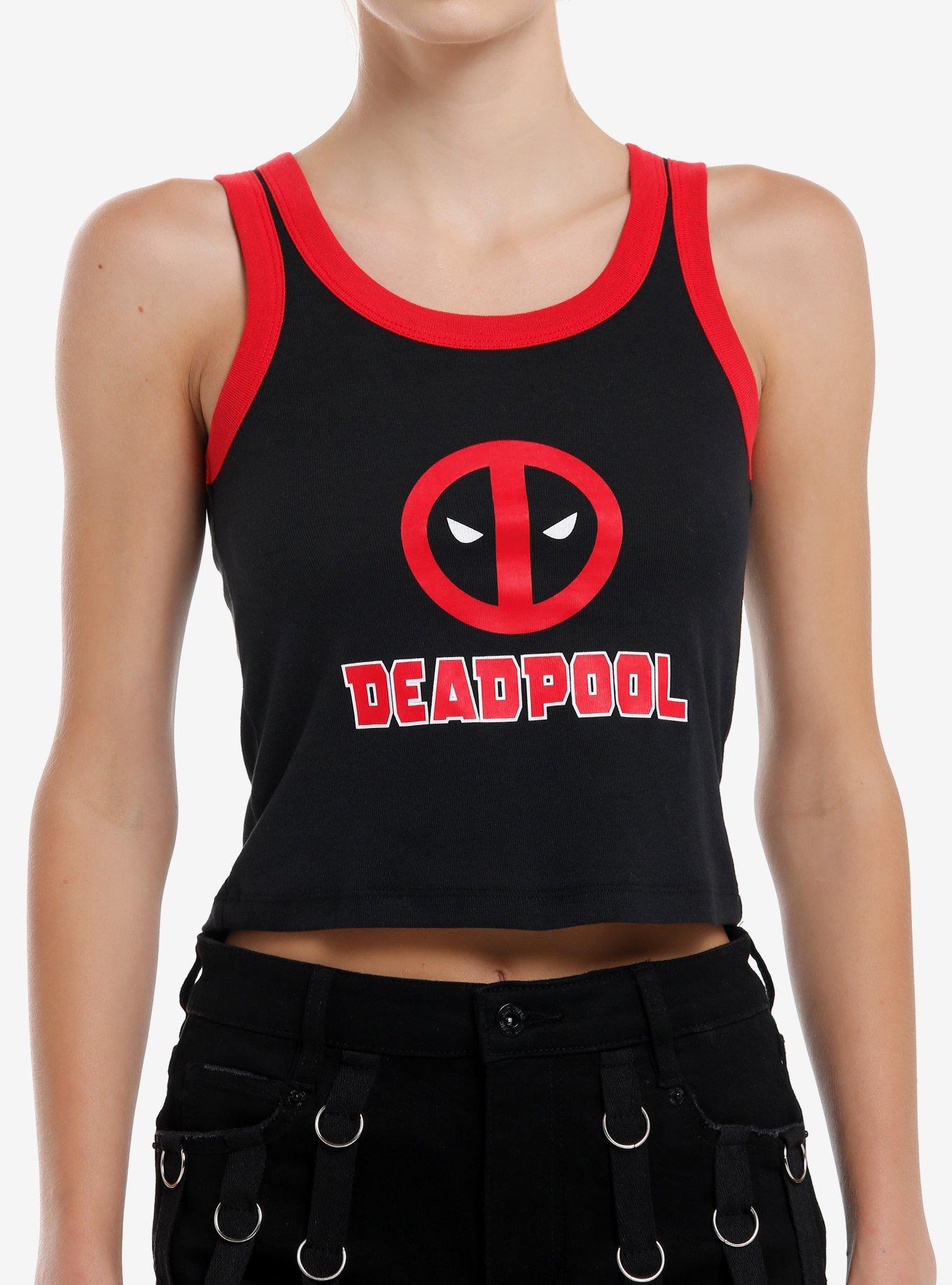 Marvel Deadpool Logo Contrast Rib Girls Tank Top, RED, hi-res
