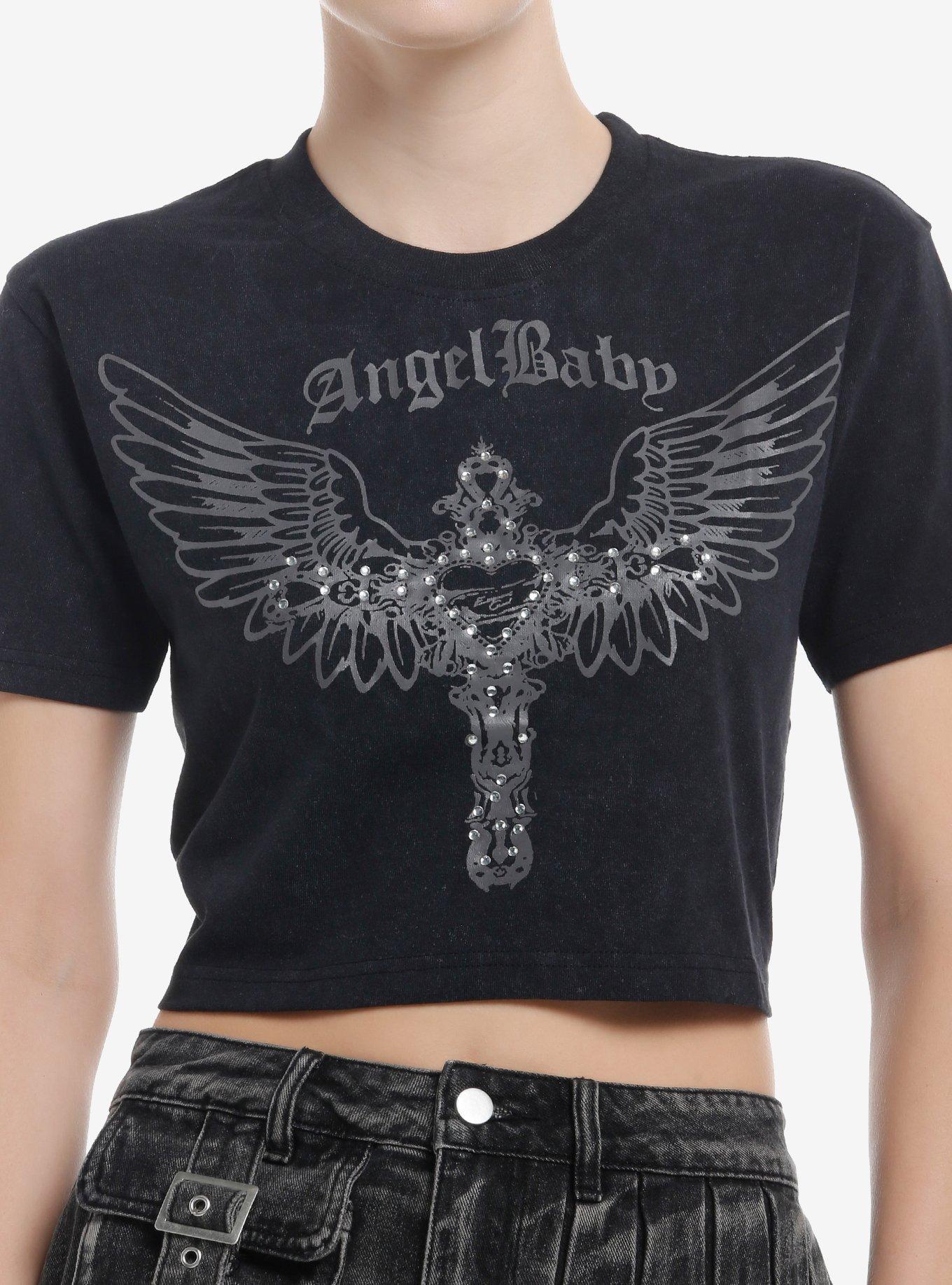 Social Collision Angel Baby Rhinestone Winged Heart Girls Baby T-Shirt, , hi-res