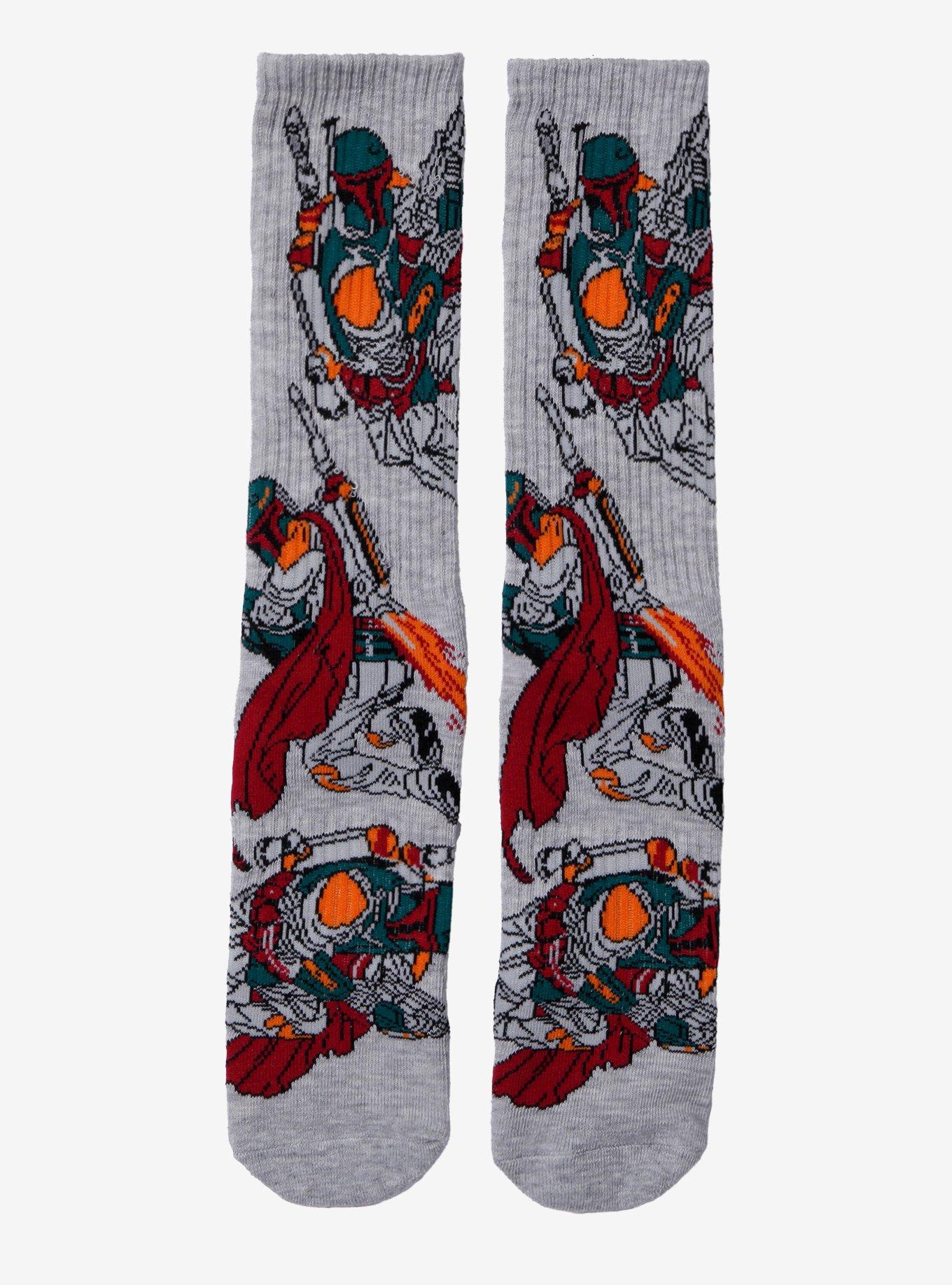 Star Wars Boba Fett Allover Print Crew Socks - BoxLunch Exclusive, , hi-res