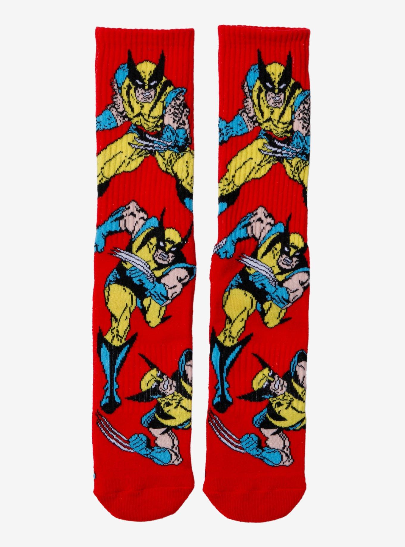 Marvel X-Men Wolverine Allover Print Crew Socks - BoxLunch Exclusive, , hi-res