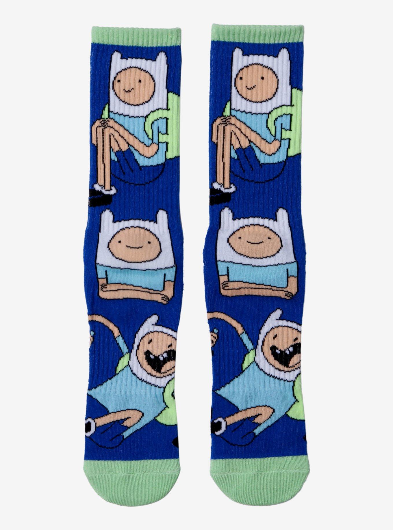 Adventure Time Finn Allover Print Crew Socks - BoxLunch Exclusive, , hi-res