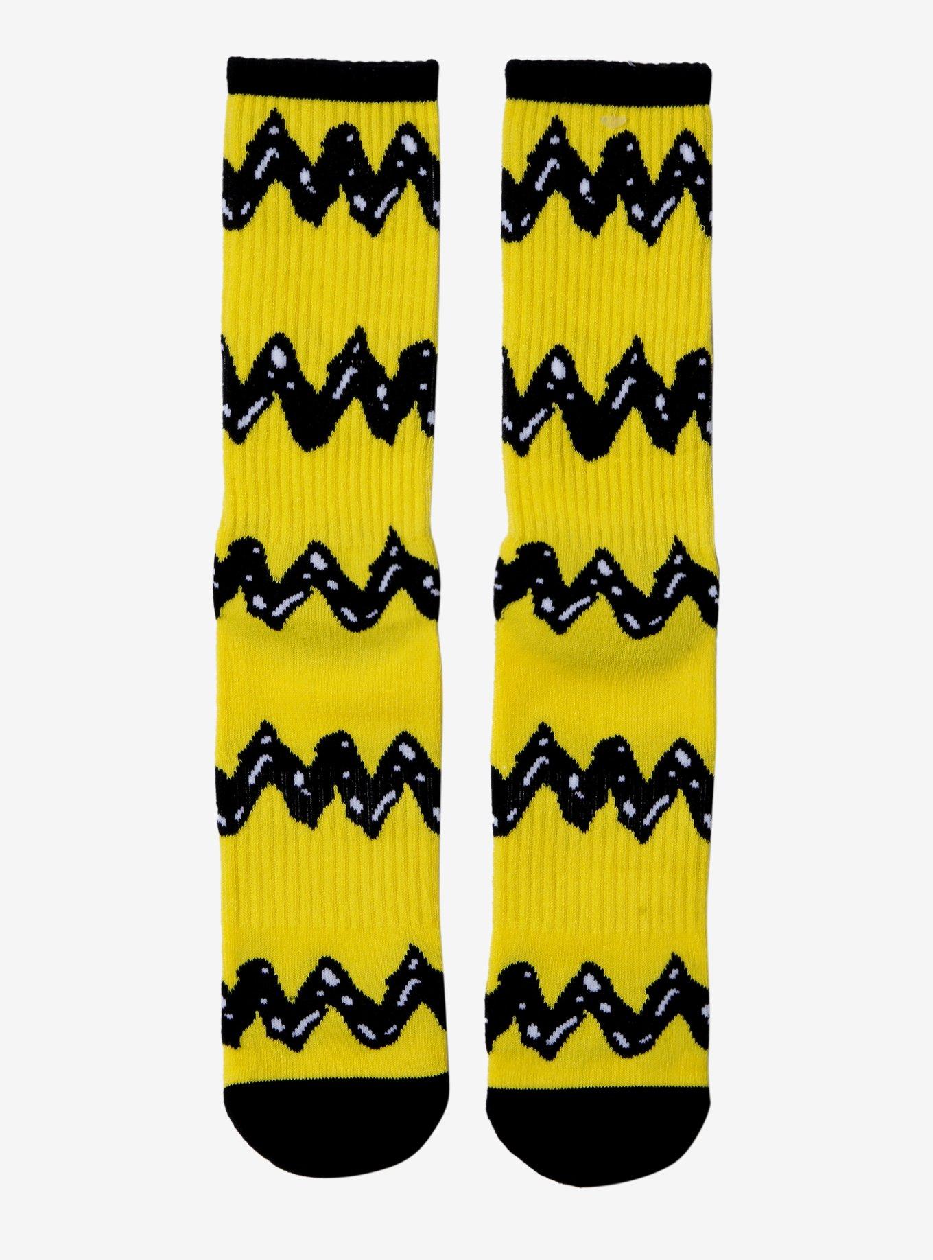 Peanuts Charlie Brown Striped Crew Socks - BoxLunch Exclusive, , hi-res