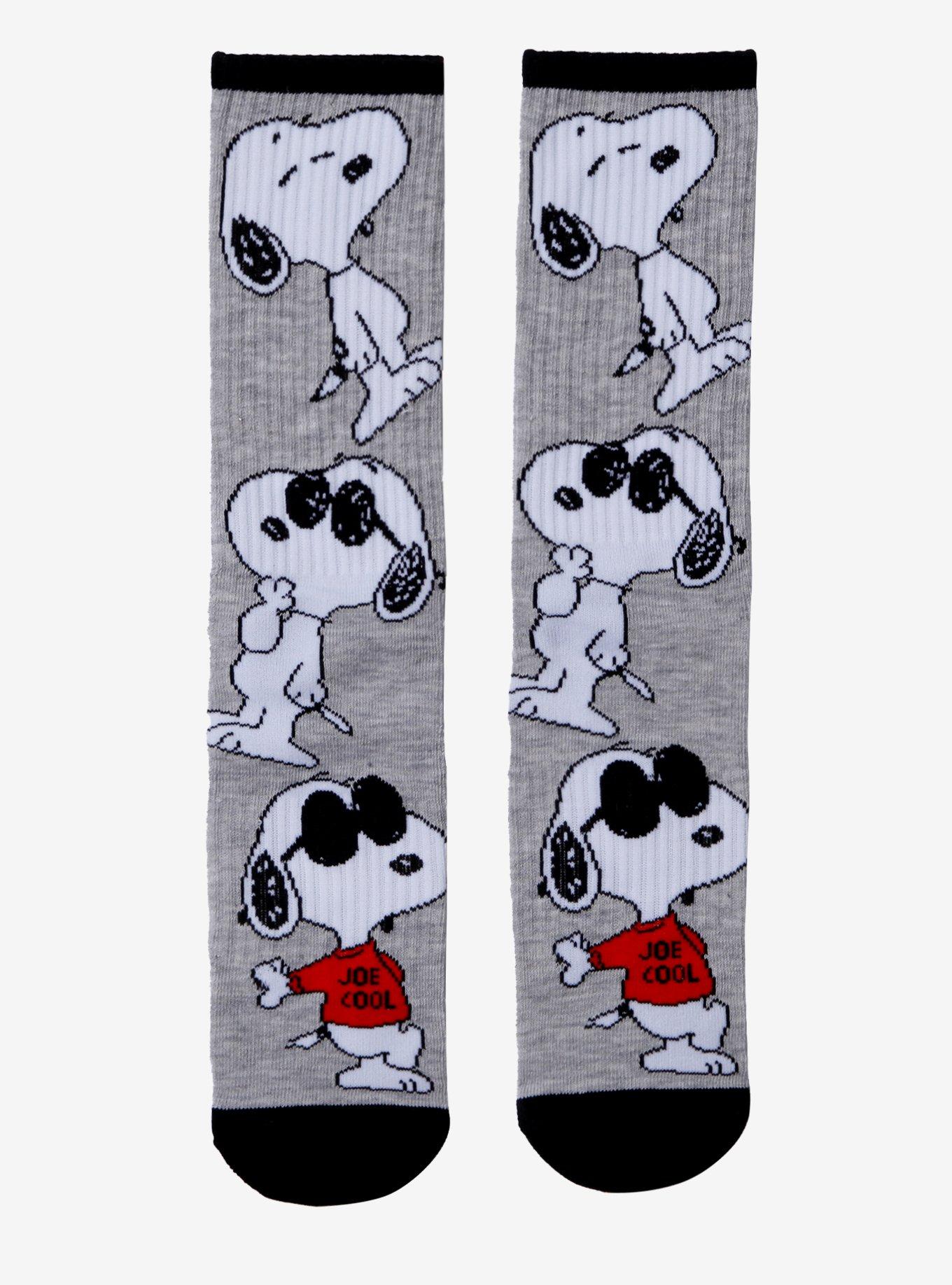 Peanuts Snoopy Joe Cool Allover Print Striped Crew Socks