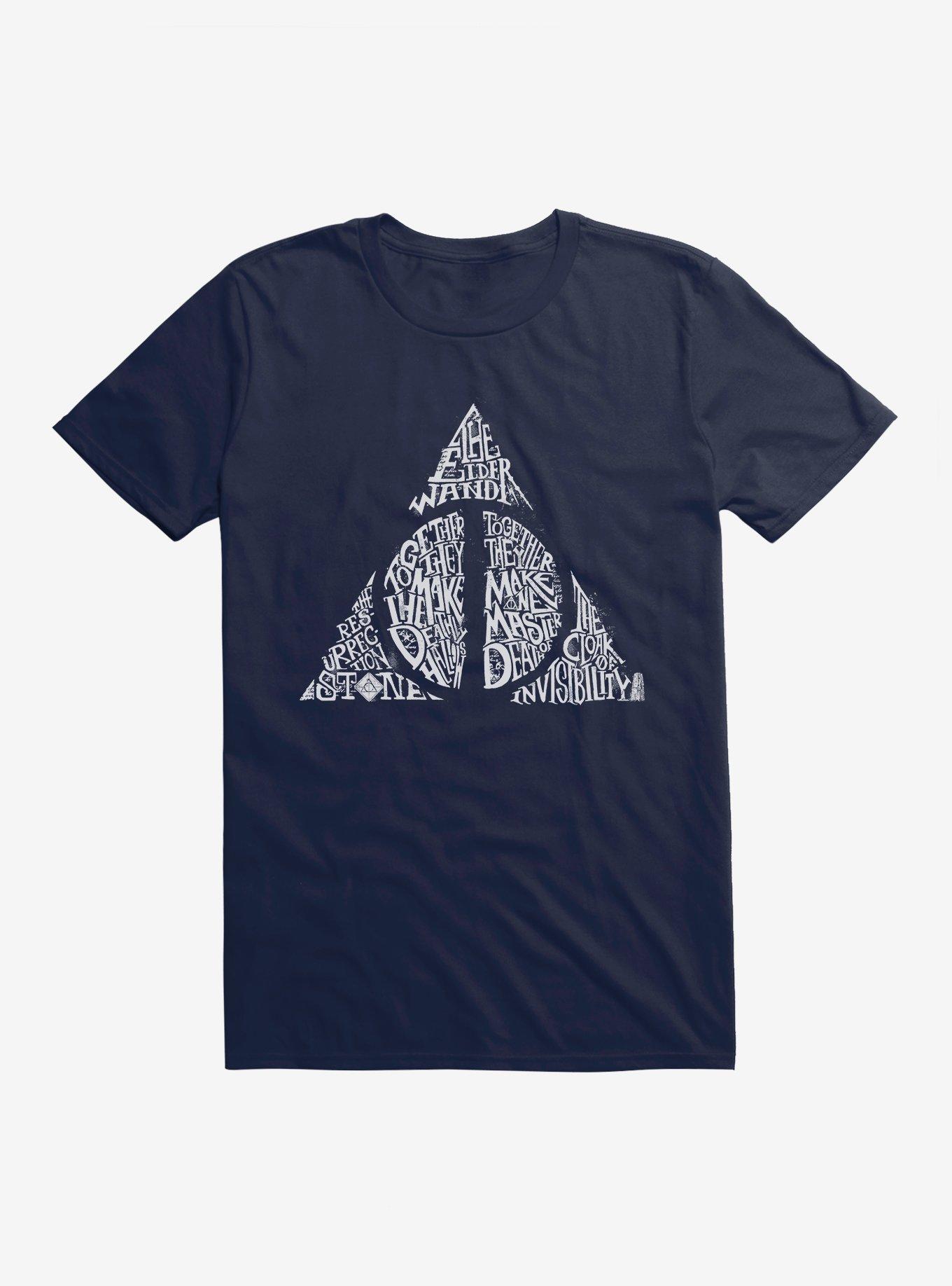 Harry Potter Deathly Hallows Symbol Words T-Shirt