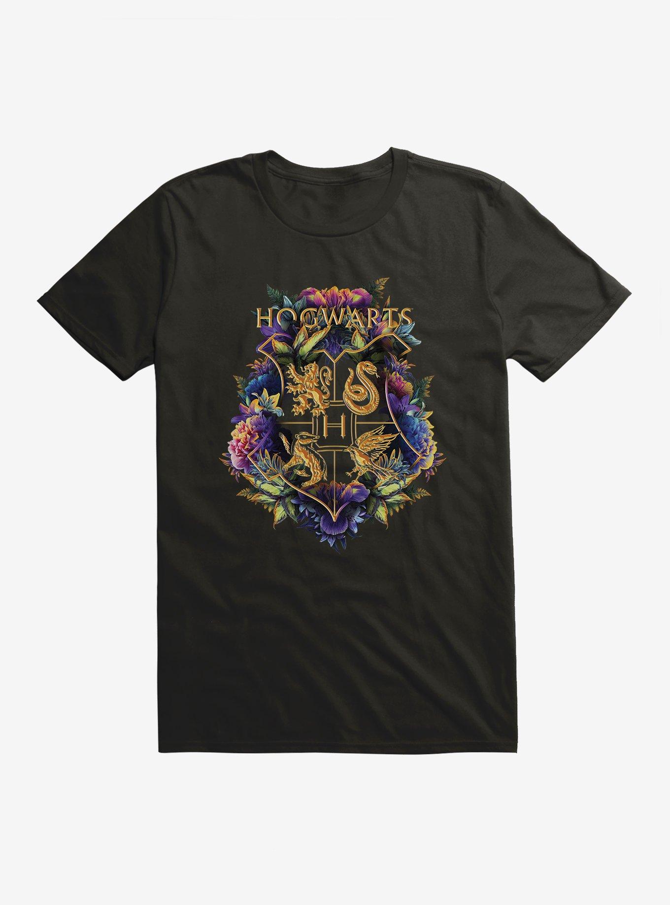 Harry Potter Hogwarts Floral Shield T-Shirt, , hi-res