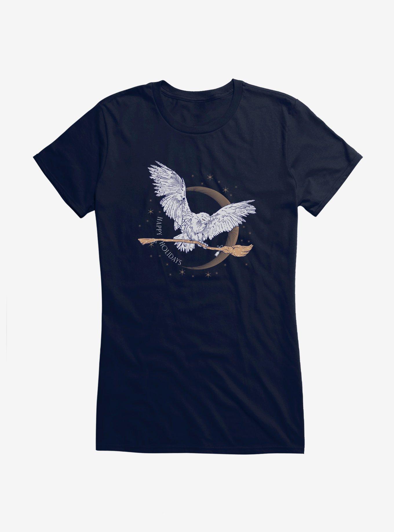 Harry Potter Hedwig Happy Holidays Girls T-Shirt, NAVY, hi-res
