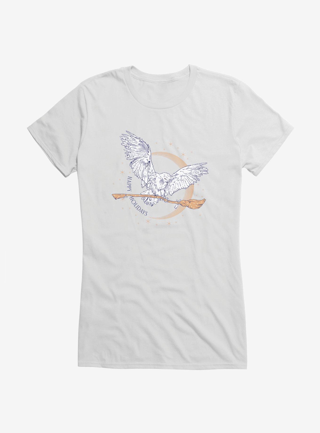 Harry Potter Hedwig Happy Holidays Girls T-Shirt, WHITE, hi-res