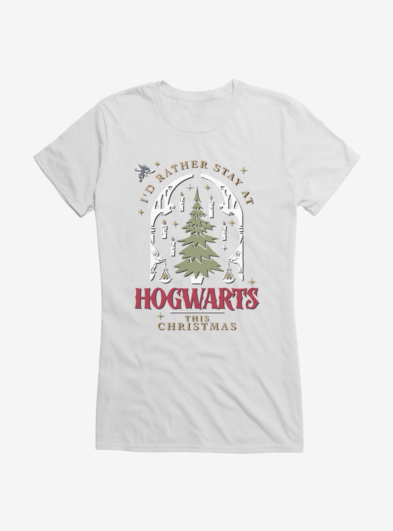 Harry Potter Rather Stay At Hogwarts This Christmas Girls T-Shirt, WHITE, hi-res