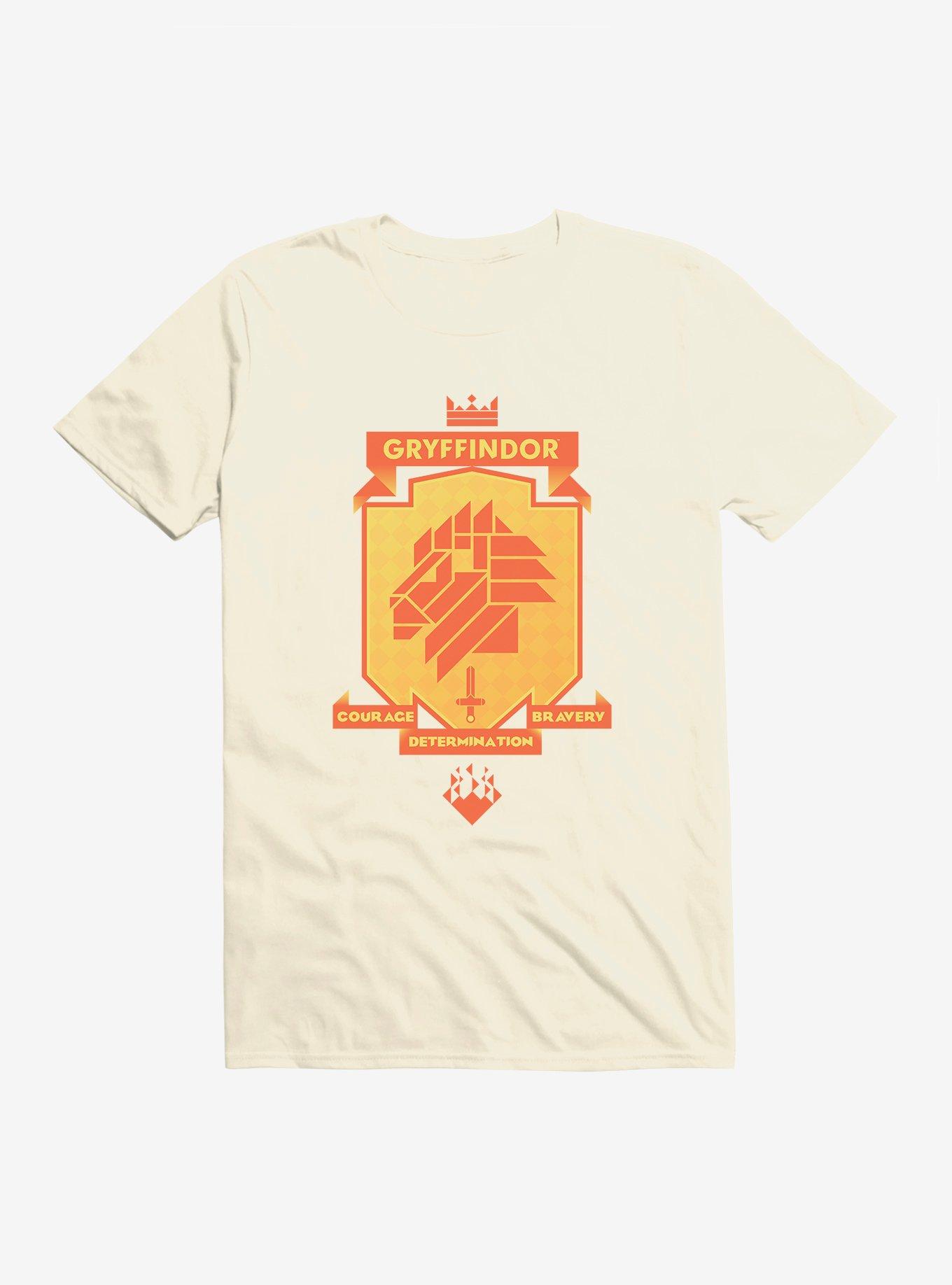 Harry Potter Gryffindor Gold Shield Pixel Logo T-Shirt, NATURAL, hi-res