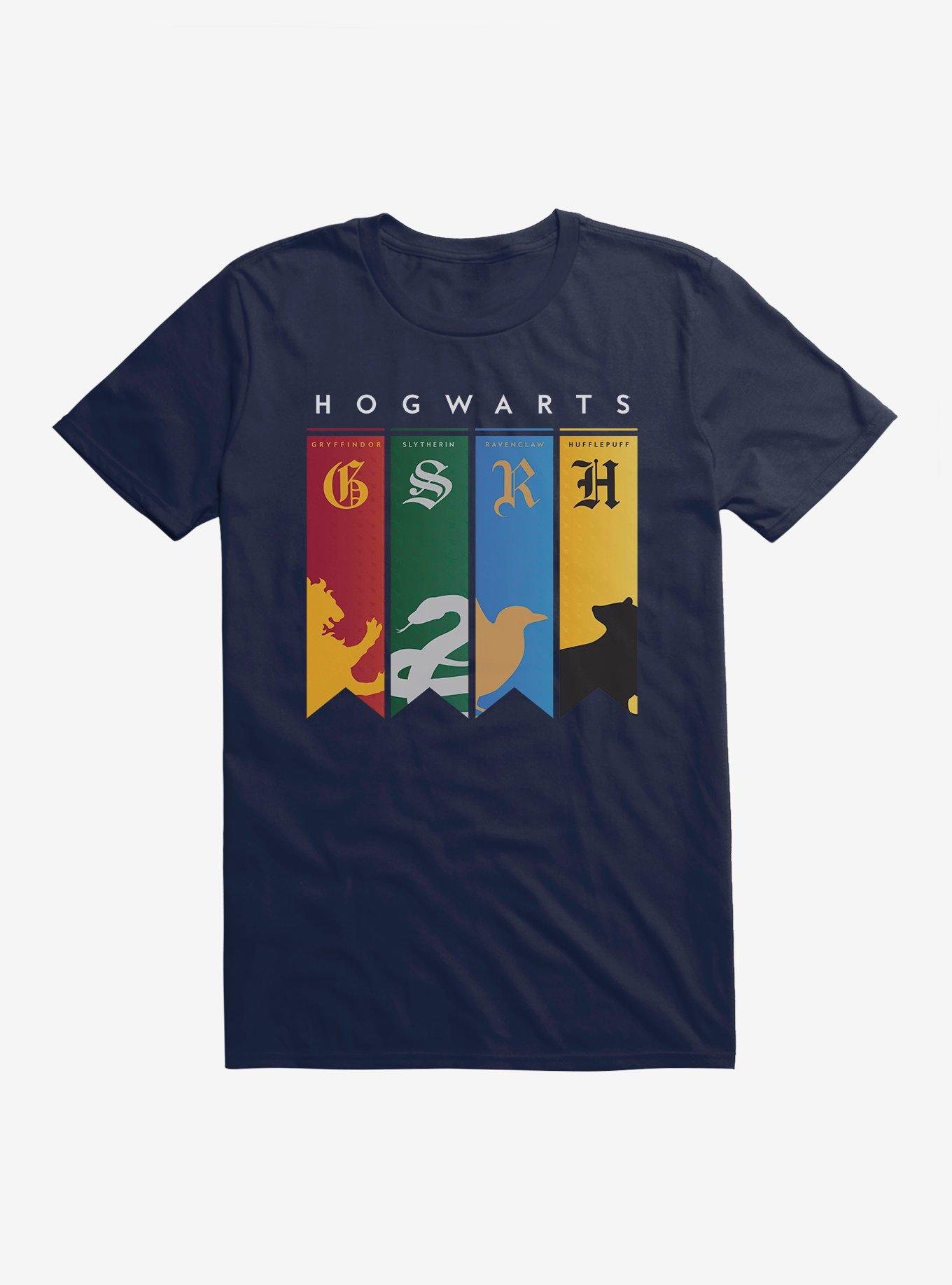 Harry Potter Hogwarts School House Banners T-Shirt, MIDNIGHT NAVY, hi-res
