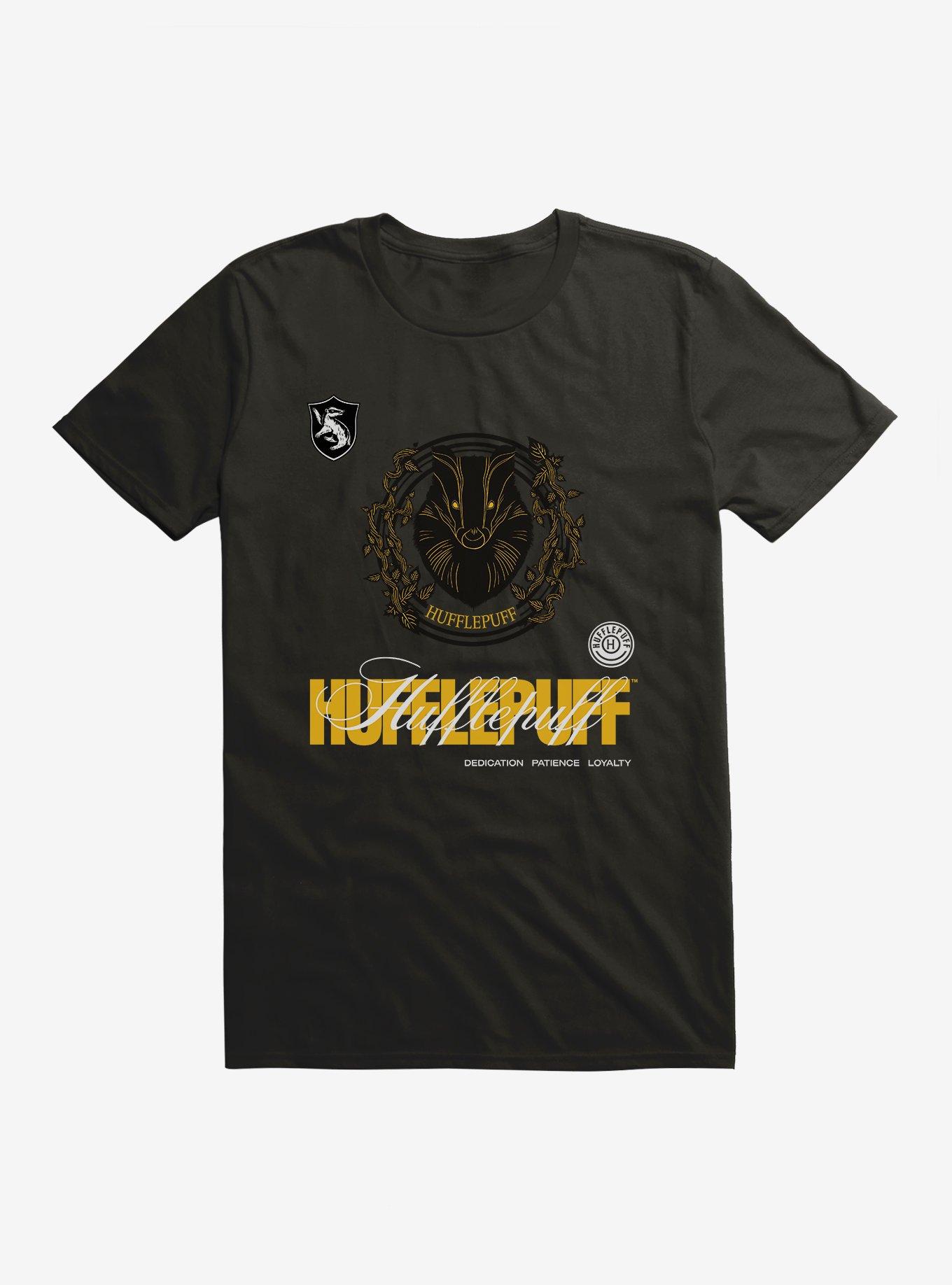 Harry Potter Hufflepuff Seal Motto T-Shirt - BLACK | BoxLunch