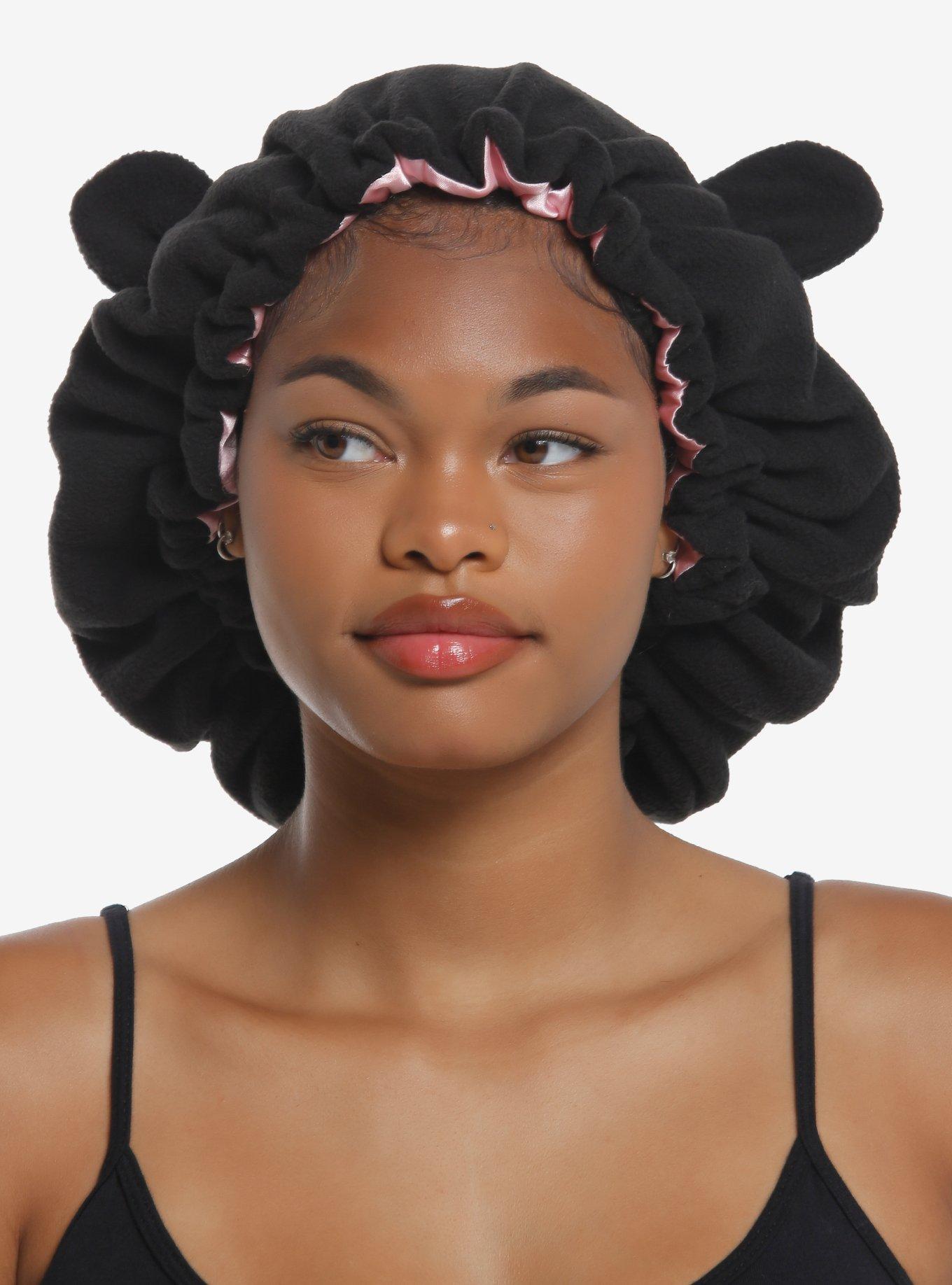 Black Teddy Bear 3D Ear Satin-Lined Bonnet | Hot Topic