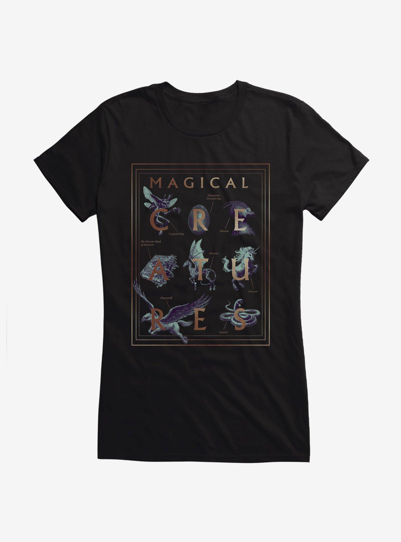 Harry Potter Magical Creatures Logo Girls T-Shirt, BLACK, hi-res