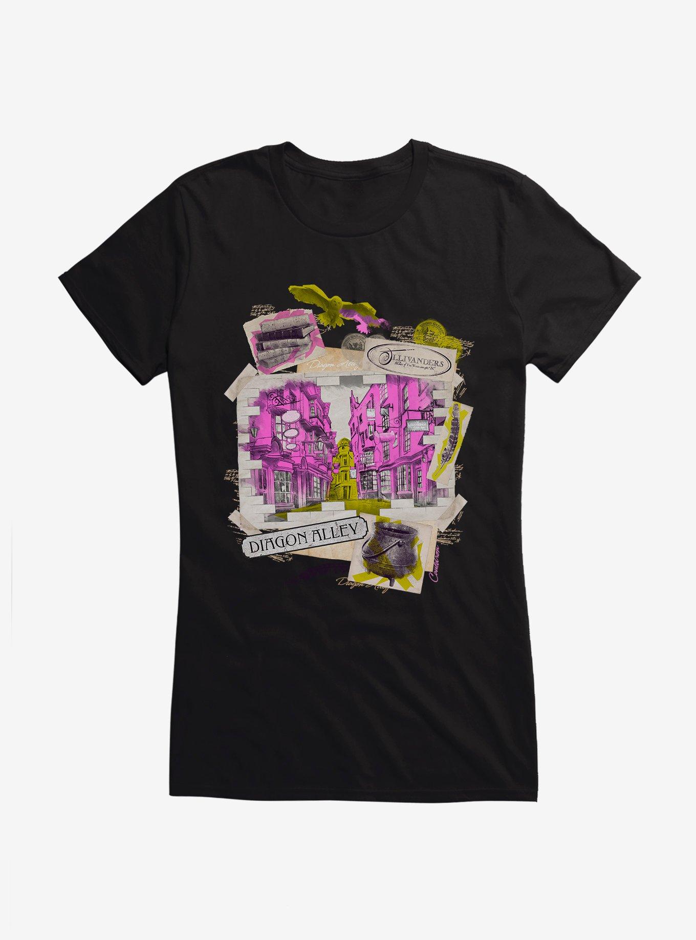 Harry Potter Diagon Alley Collage Girls T-Shirt, BLACK, hi-res