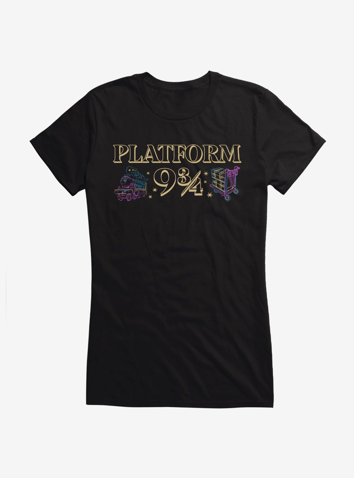 Harry Potter Platform 9 3/4 Train and Luggage Girls T-Shirt, BLACK, hi-res