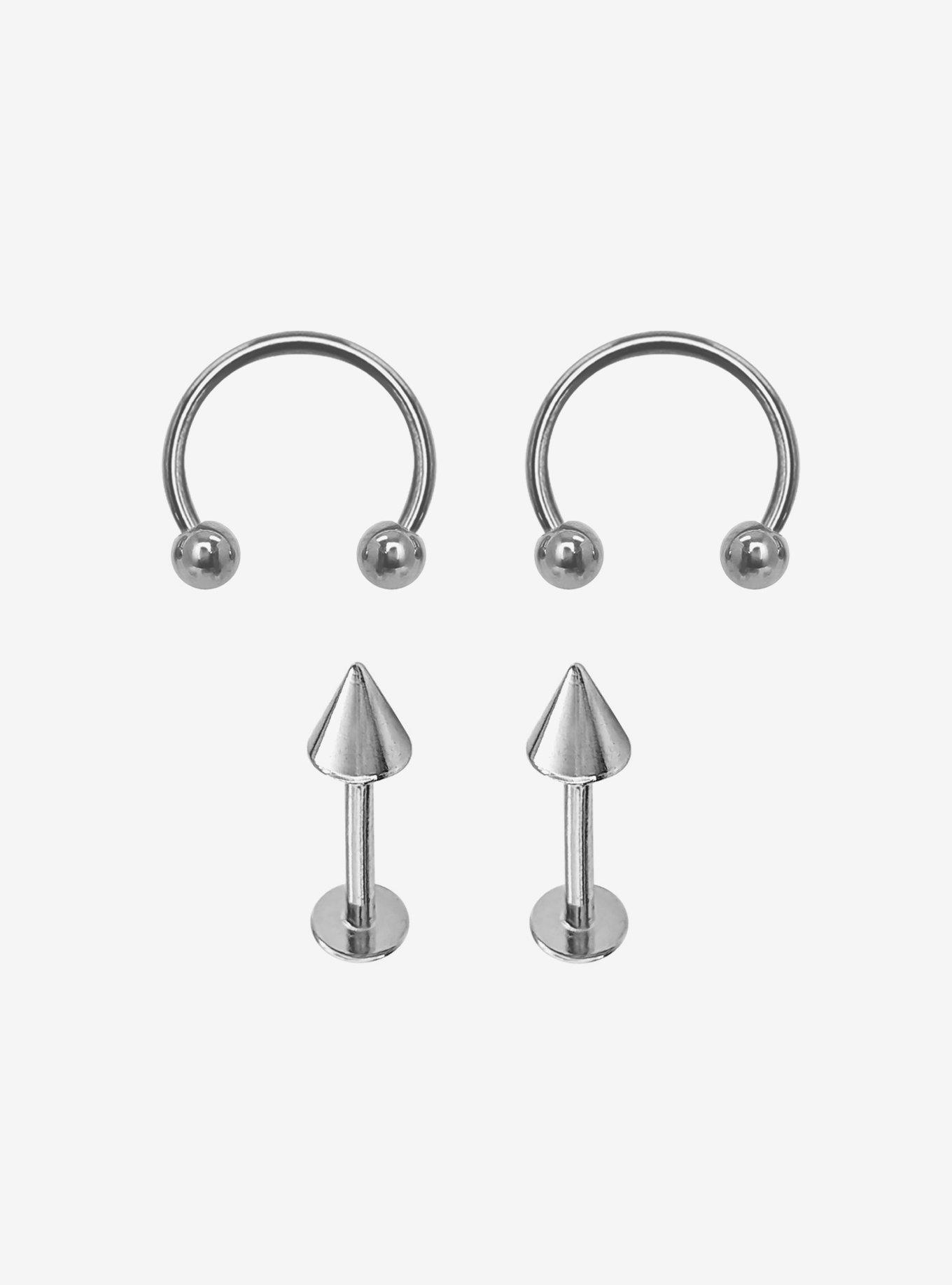 Titanium Labret Stud & Circular Barbell 4 Pack, , hi-res
