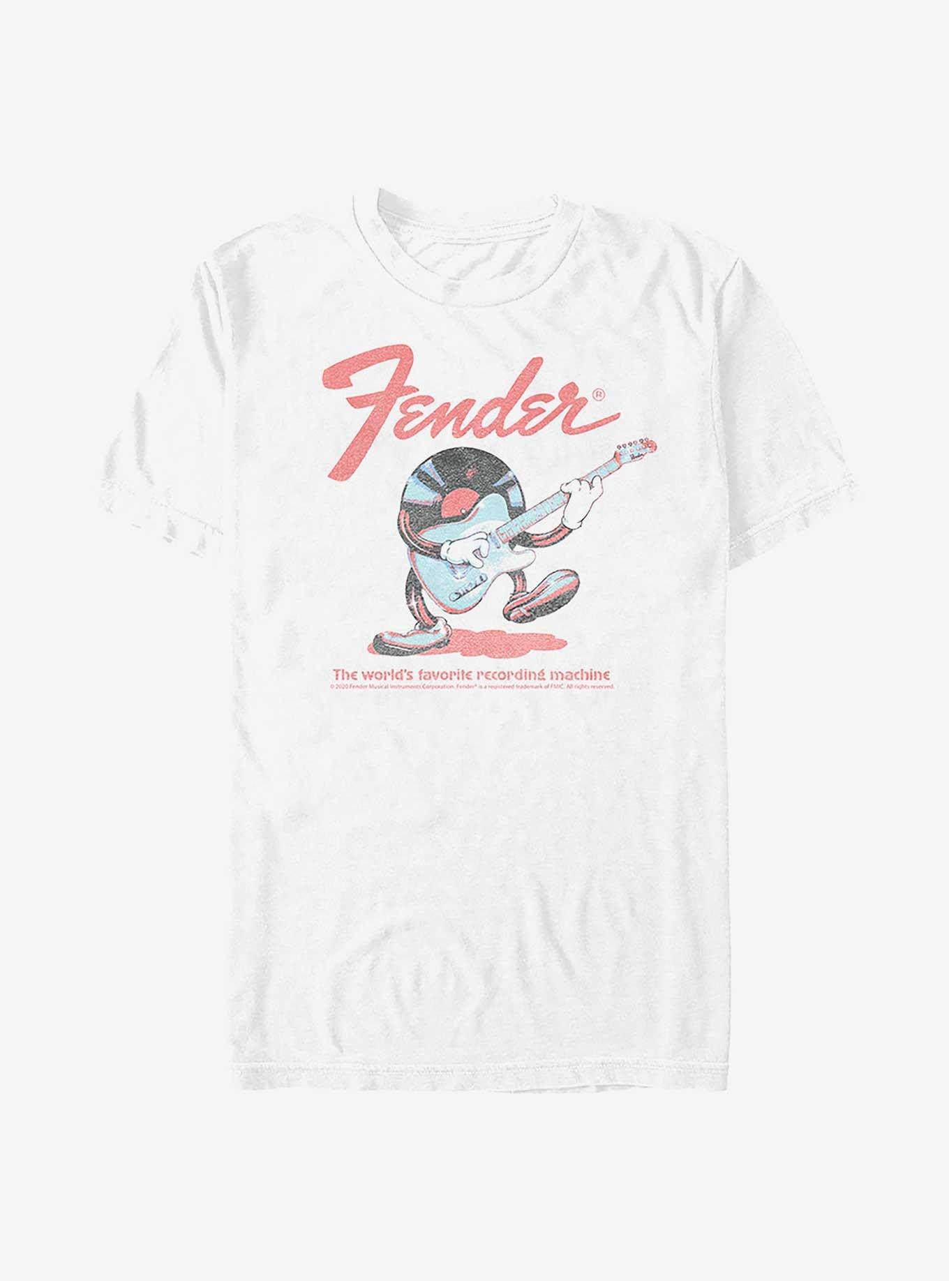 Fender Record Playing Guitar Garment Dye T-Shirt, WHITE, hi-res