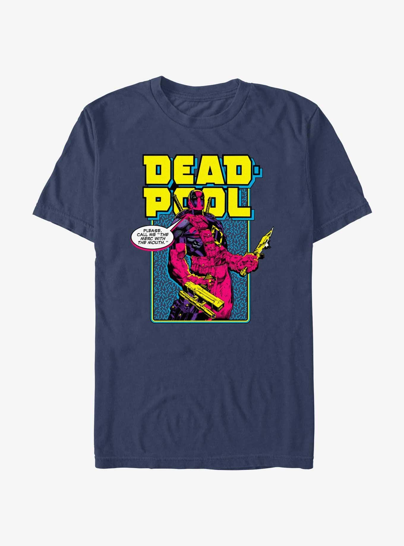 Marvel Deadpool The Merc With A Mouth Garment Dye T-Shirt, NAVY, hi-res