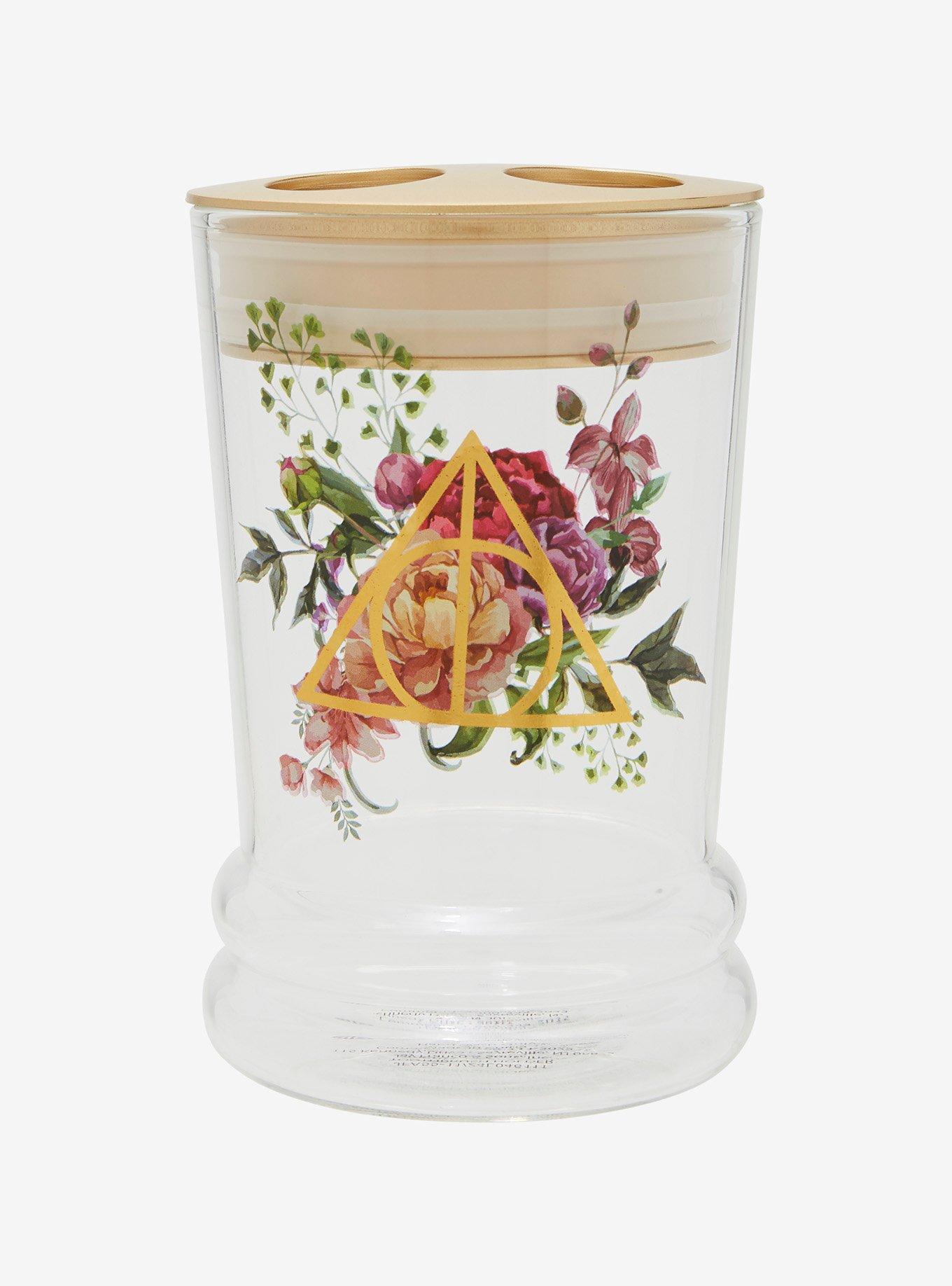 Harry Potter Deathly Hallows Floral Glass Toothbrush Holder